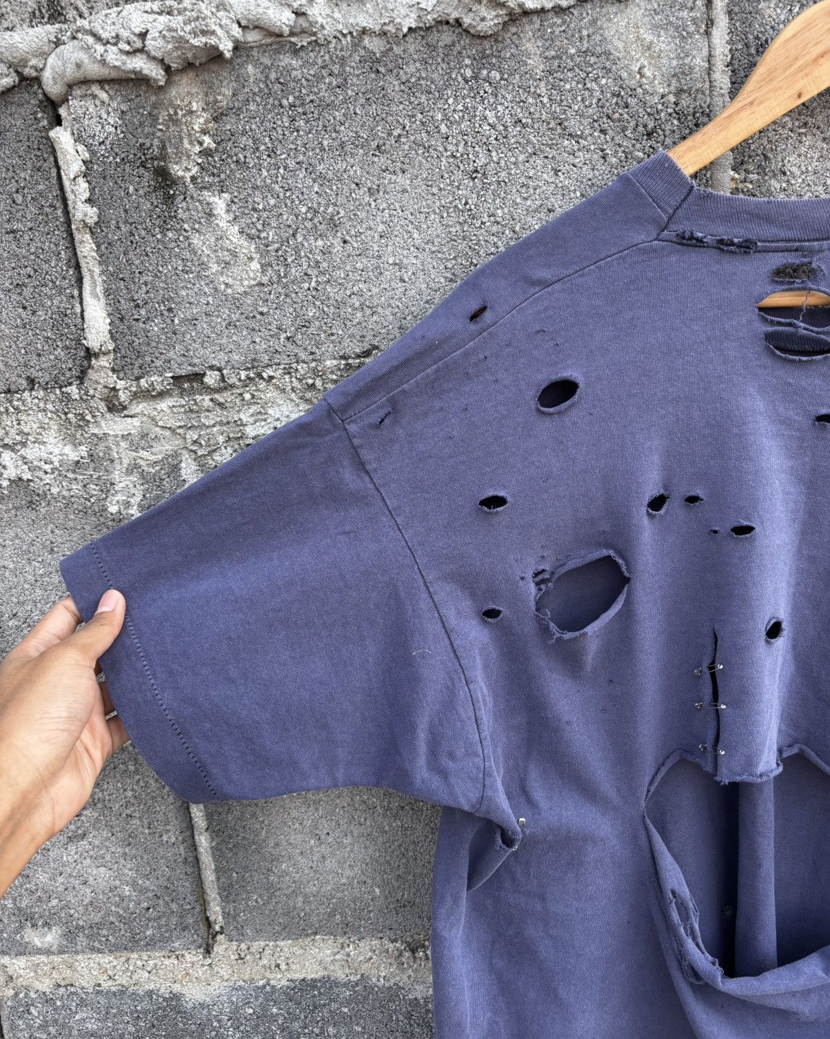 Vintage Thrashed Distressed Faded 90s T Shirt Navy ERD Grunge Size US XL / EU 56 / 4 - 10 Thumbnail