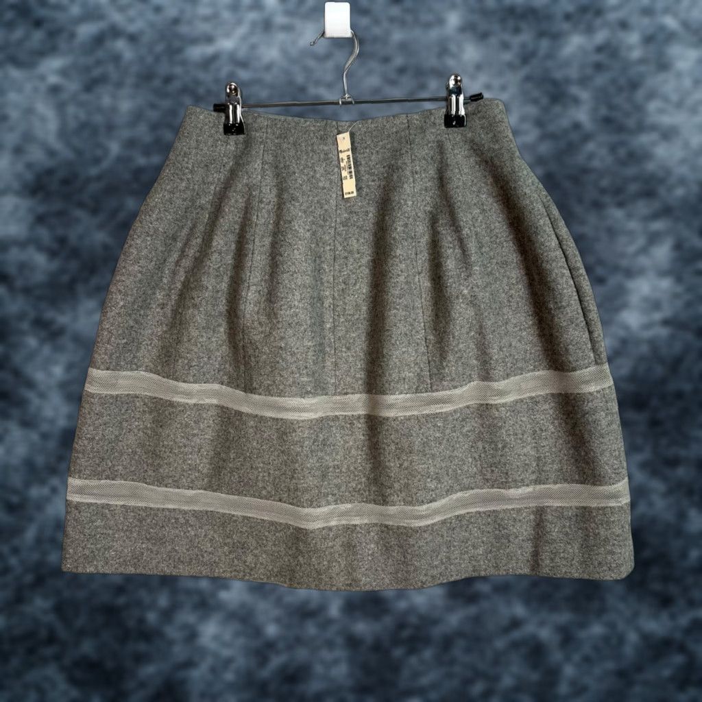 Madewell Madewell Gray Wool Blend Skirt With Sheer Stripe Mini, Size 2, Lined, NEW, Womens Size 26" / US 2 / IT 38 - 1 Thumbnail
