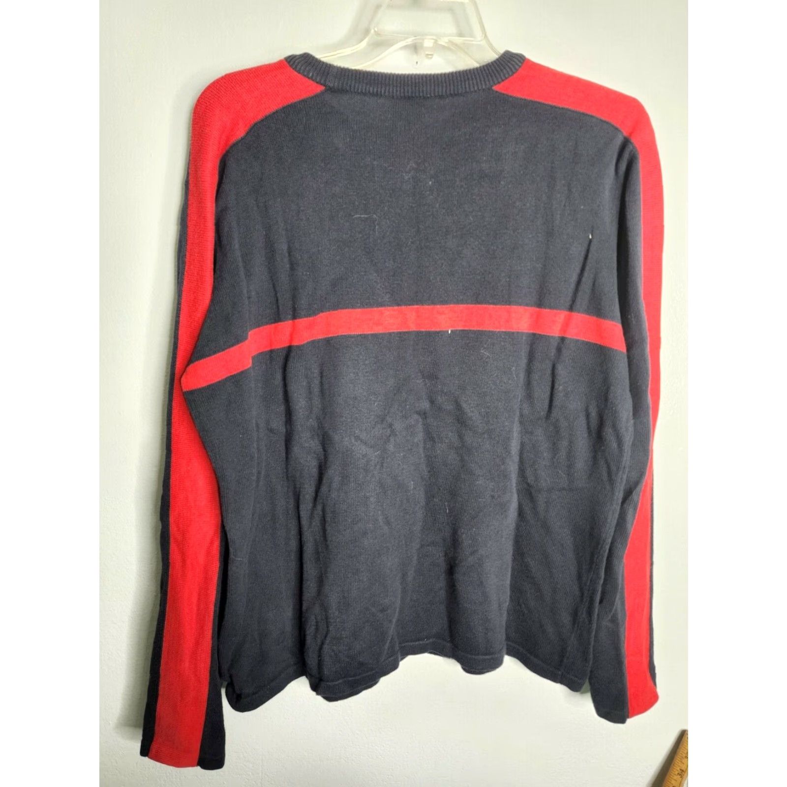 Nautica Nautica Mens XL Navy and Maroon Striped Crew Neck Sweater Size US XL / EU 56 / 4 - 2 Thumbnail