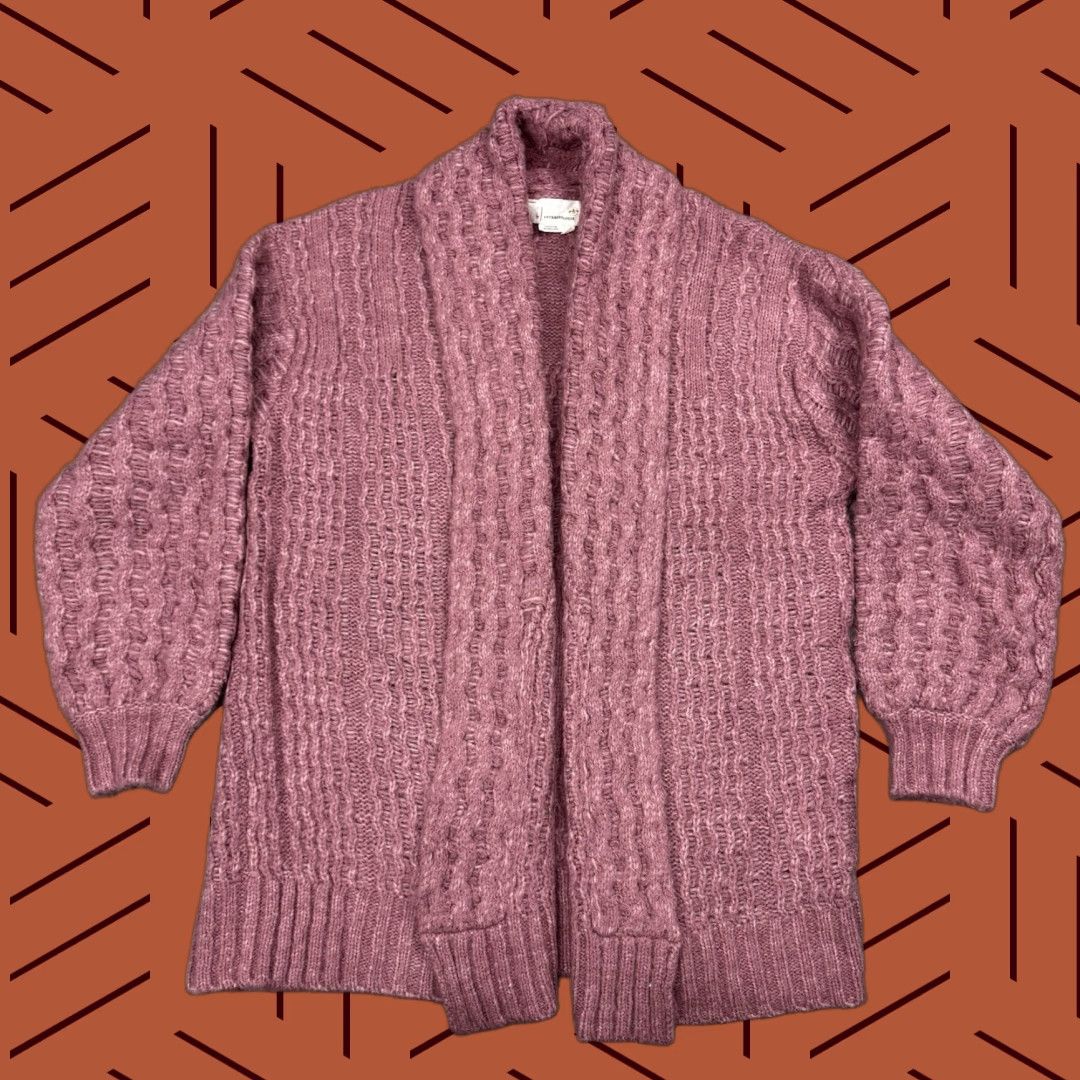 Anthropologie ANTHROPOLOGIE Oversized Chunky Knit Cardigan Shawl Collar Women’s Sweater Size S Pink Bohemian Size S / US 4 / IT 40 - 1 Thumbnail