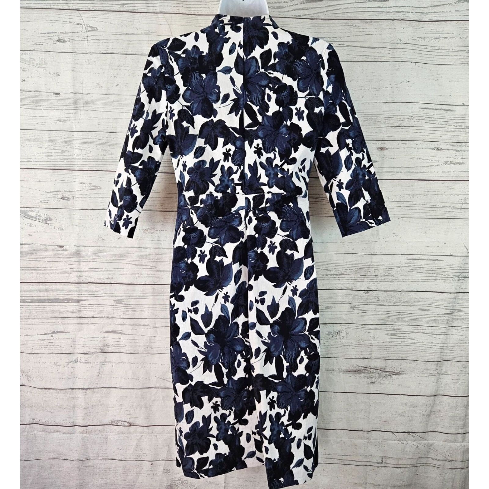 Joseph Ribkoff Joseph Ribkoff Womens Dress 6 Blue White Floral 3/4 Sleeve Zip Front Rayon Knee Length Womens Size M / US 6-8 / IT 42-44 - 3 Thumbnail