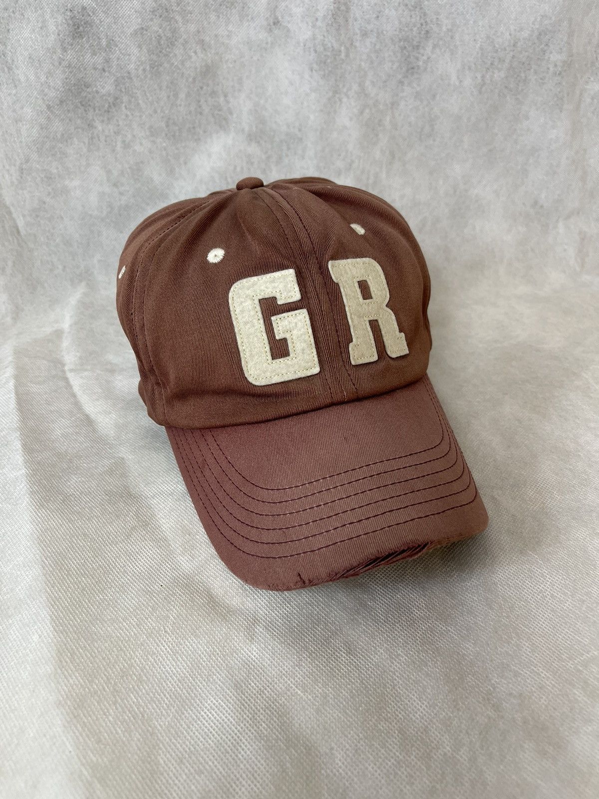 image of 1998 General Research Distressed Fitted Cap in Maroon, Men's
