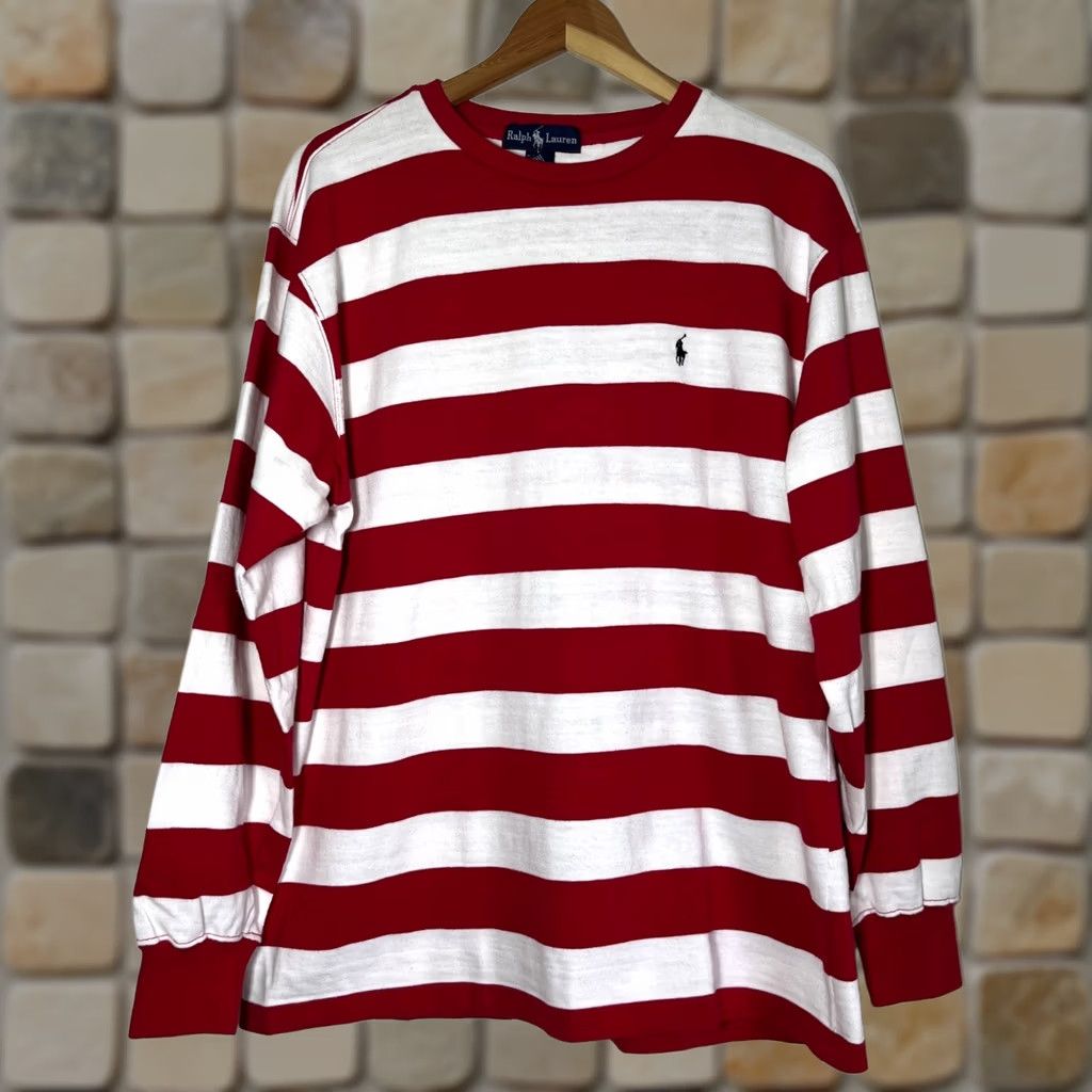 Ralph Lauren Men’s Vintage 90s Ralph Lauren Long Sleeve Pullover Striped Made in USA Sz L Size US L / EU 52-54 / 3 - 1 Thumbnail