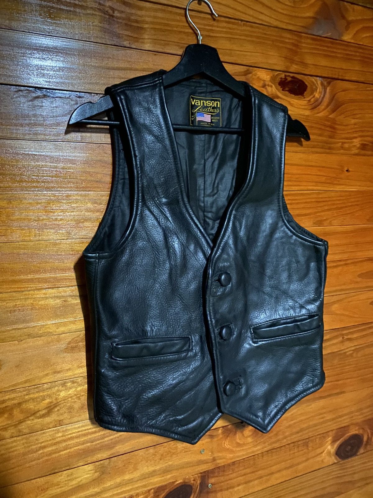 Vanson Leathers Vanson Leathers Black Leather Vest – Made in USA - Classic Size US S / EU 44-46 / 1 - 5 Thumbnail