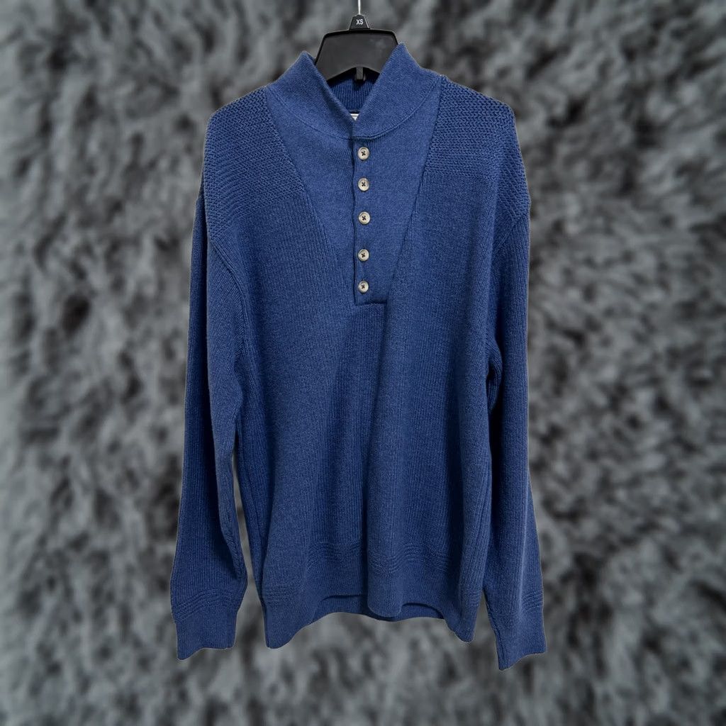 Vintage VINTAGE L.L. Bean Fishermen Sweater Mens L Blue Henley Crew Neck Knit Pullover Made in USA G718 Size US L / EU 52-54 / 3 - 1 Thumbnail