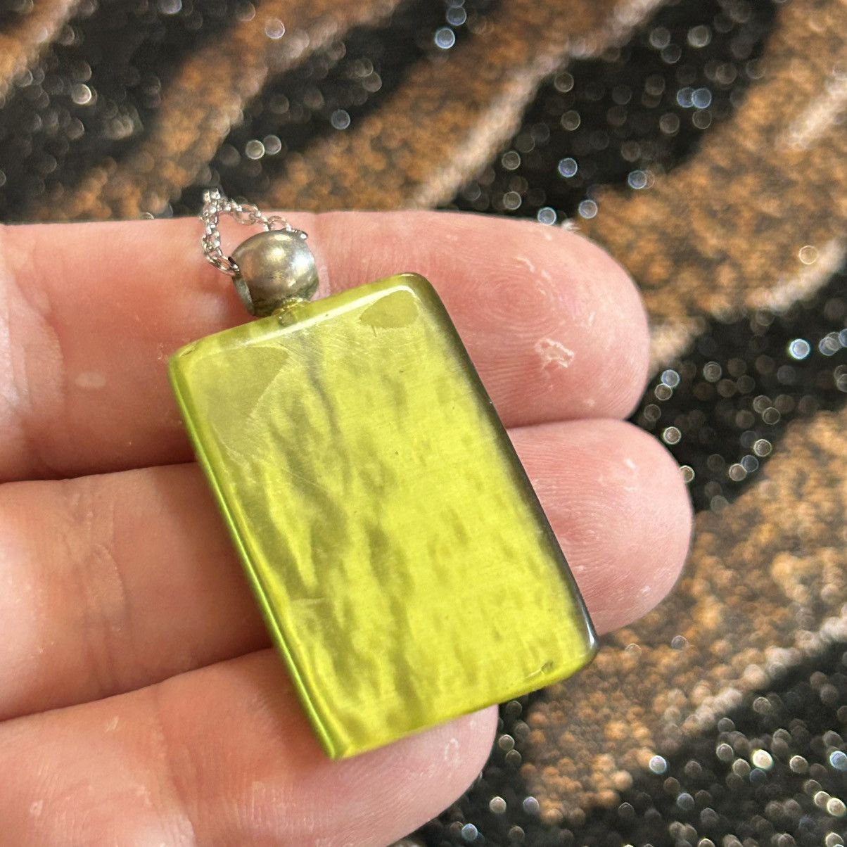 Handmade Handcrafted faceted glass slab pendant on chain necklace Size ONE SIZE - 7 Thumbnail
