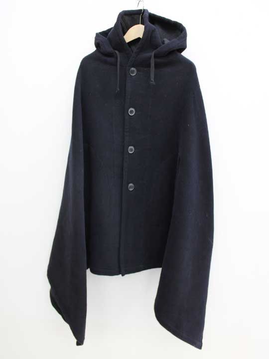 Comme des Garcons Jacket Wool Poncho Outerwear Long Hooded Button Up Navy Size US S / EU 44-46 / 1 - 1 Thumbnail