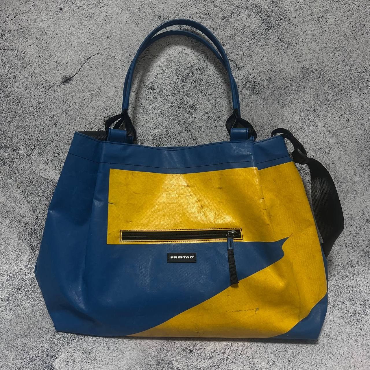 Freitag × Vintage FREITAG Hand Tote shoulder bag blue × yellow rare with pouch Size ONE SIZE - 3 Thumbnail