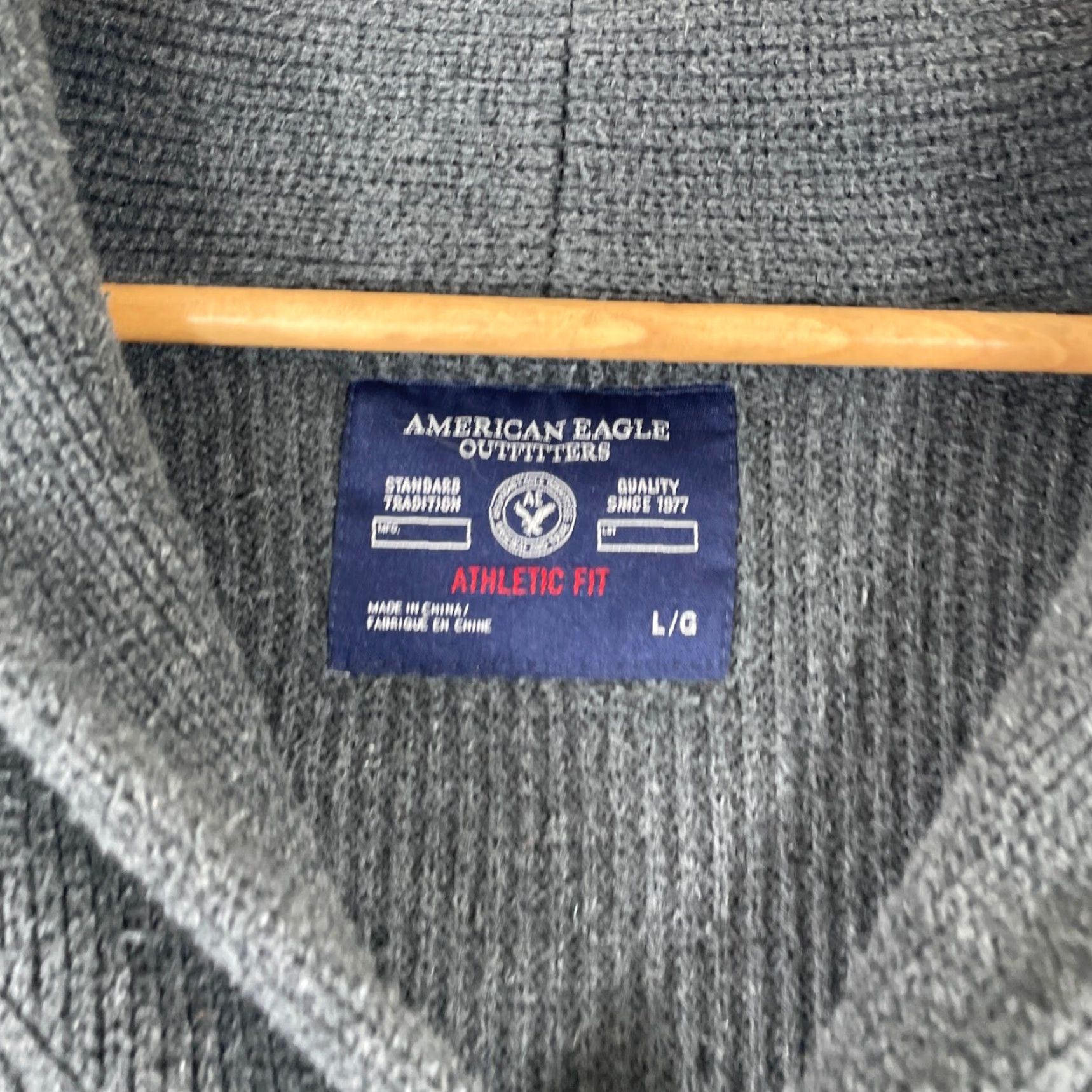 American Eagle Outfitters American Eagle Outfitters Cardigan Womens Large Gray Shawl Collar Ribbed Knit Sweater Size L / US 10 / IT 46 - 4 Thumbnail