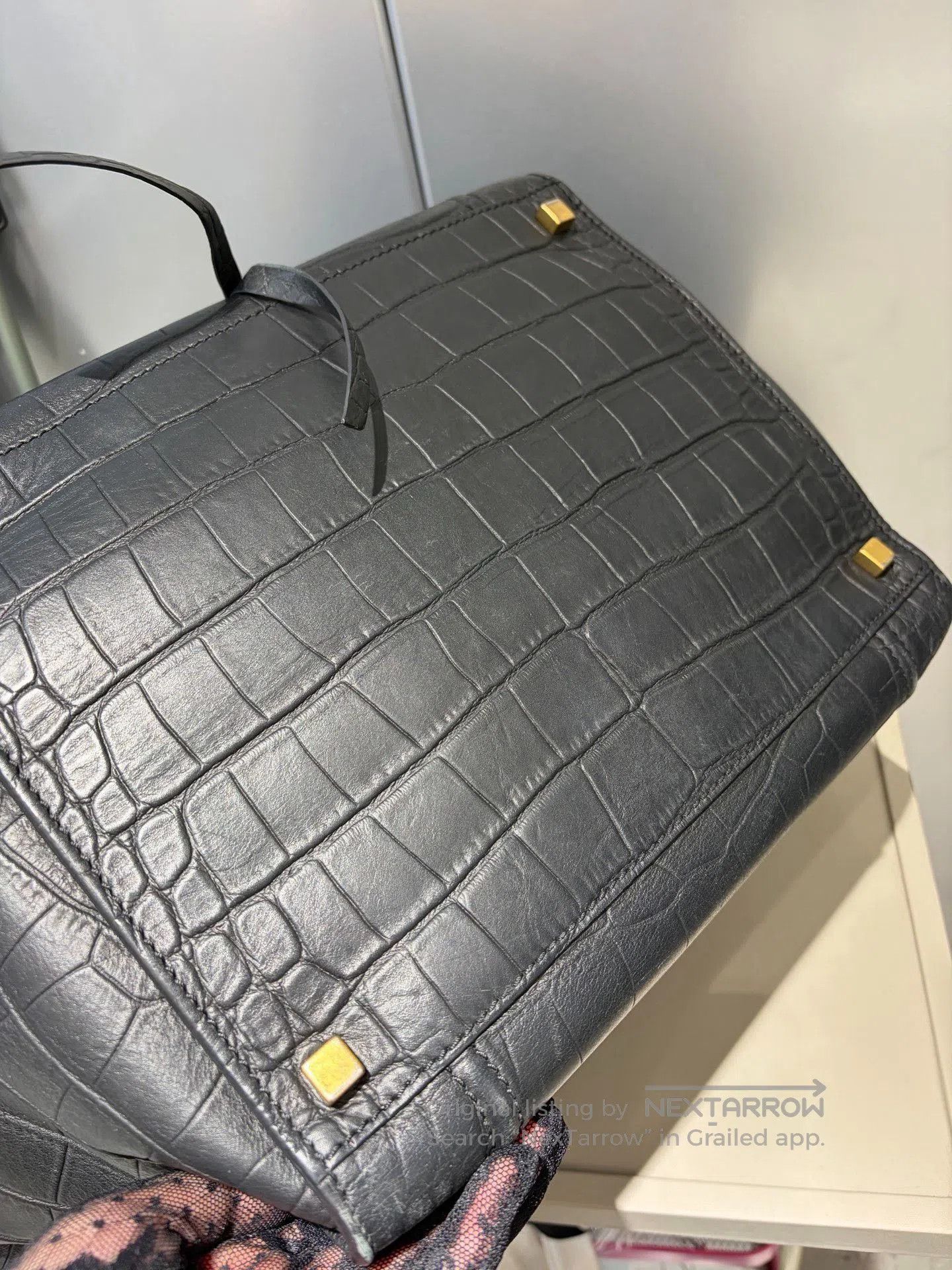 Celine Celine Black Phantom Crocodile Embossed Bag. Size ONE SIZE - 7 Thumbnail