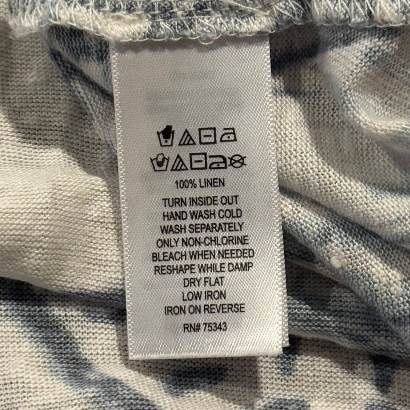 Elie Tahari Tahari Linen Top White Blue 1X Plus Size Coastal Minimalist Size XXL / US 16-18 / IT 52-54 - 5 Thumbnail