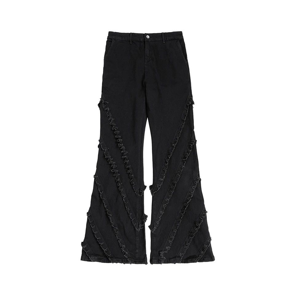 image of Rough Edge Fringe Flare Jeans in Black, Men's (Size 32)
