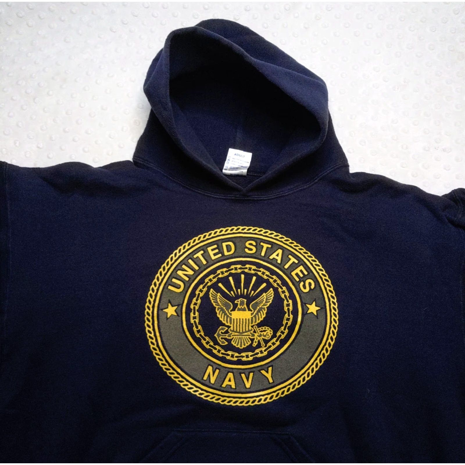 Soffe US Navy Hoodie Mens Large Blue Logo Pullover Sweatshirt Vintage Soffe Crew Neck Hooded Military USA Size US L / EU 52-54 / 3 - 4 Thumbnail