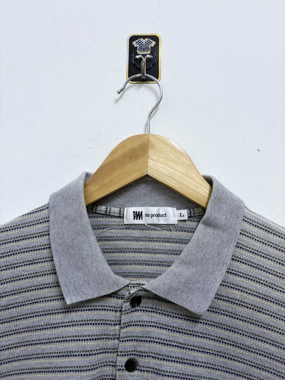Issey Miyake 2000's iM Issey Miyake Stripe Pattern Grey Polo Shirt Size US L / EU 52-54 / 3 - 6 Thumbnail