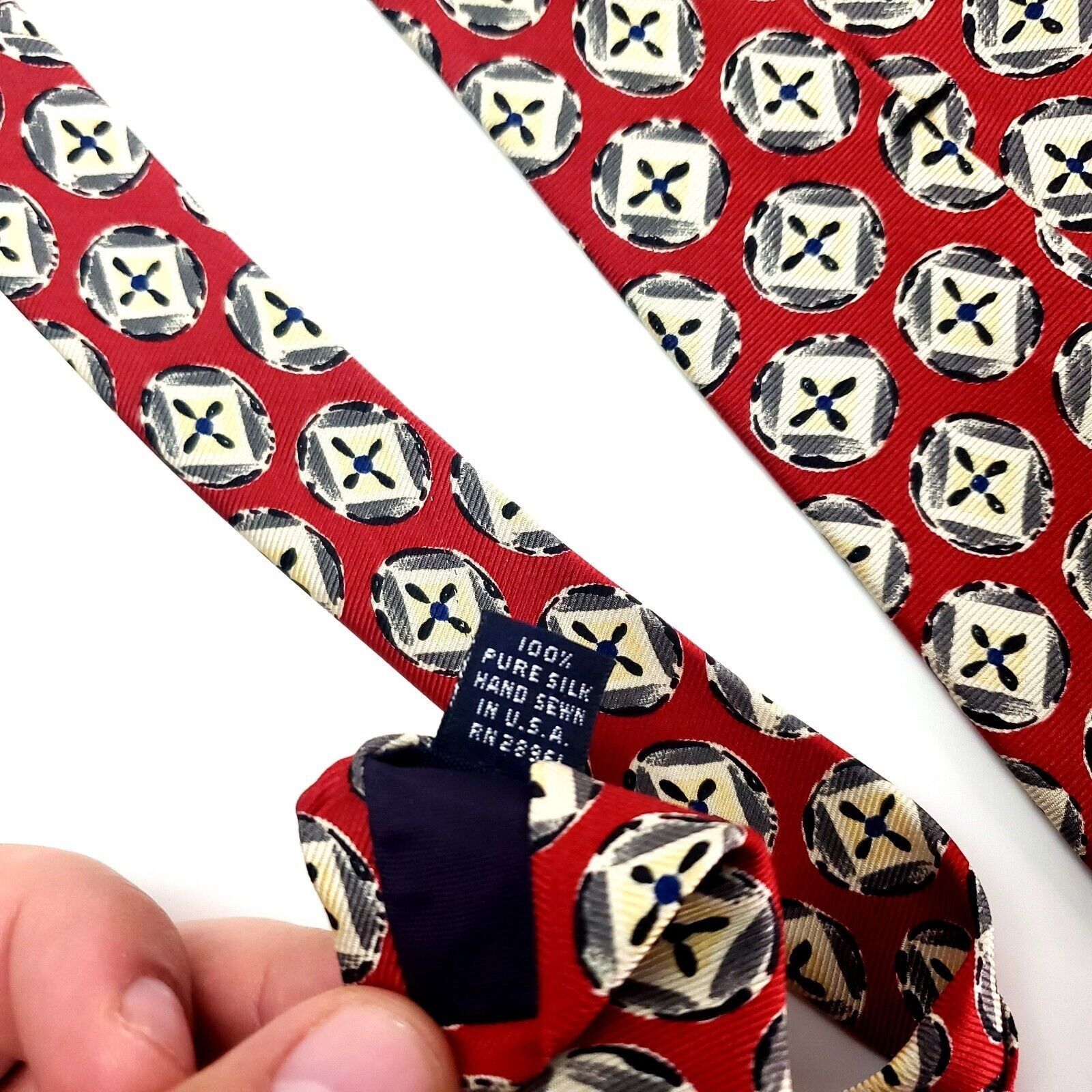 Burberry Vintage Burberry London Silk Tie Print Red Short Wide Size ONE SIZE - 5 Thumbnail
