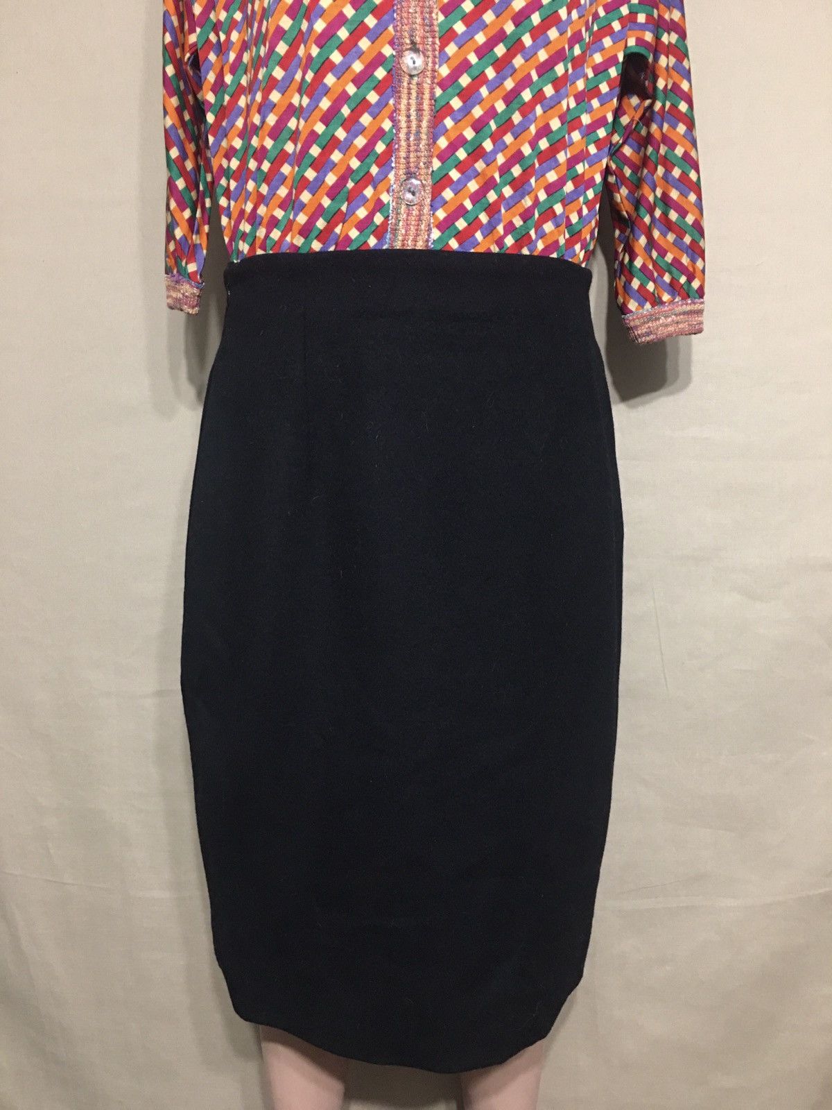 Gianni Versace Couture Vintage Black Wool Skirt Size 12