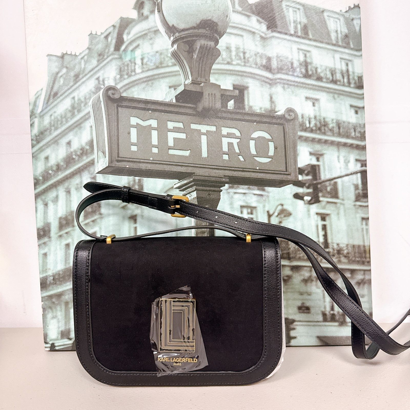 Karl Lagerfeld Karl Lagerfeld LH2EZ5BZ Simone Suede Crossbody Bag Size ONE SIZE - 1 Thumbnail