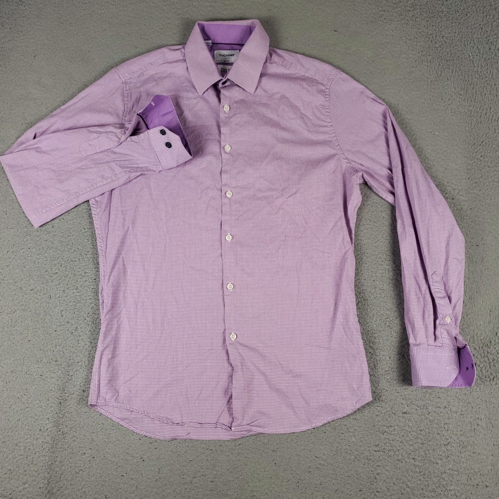 Vintage Duchamp Dress Shirt Mens 15.5 Medium Slim Fit Long Sleeve Purple Button Up Size 40R - 2 Thumbnail