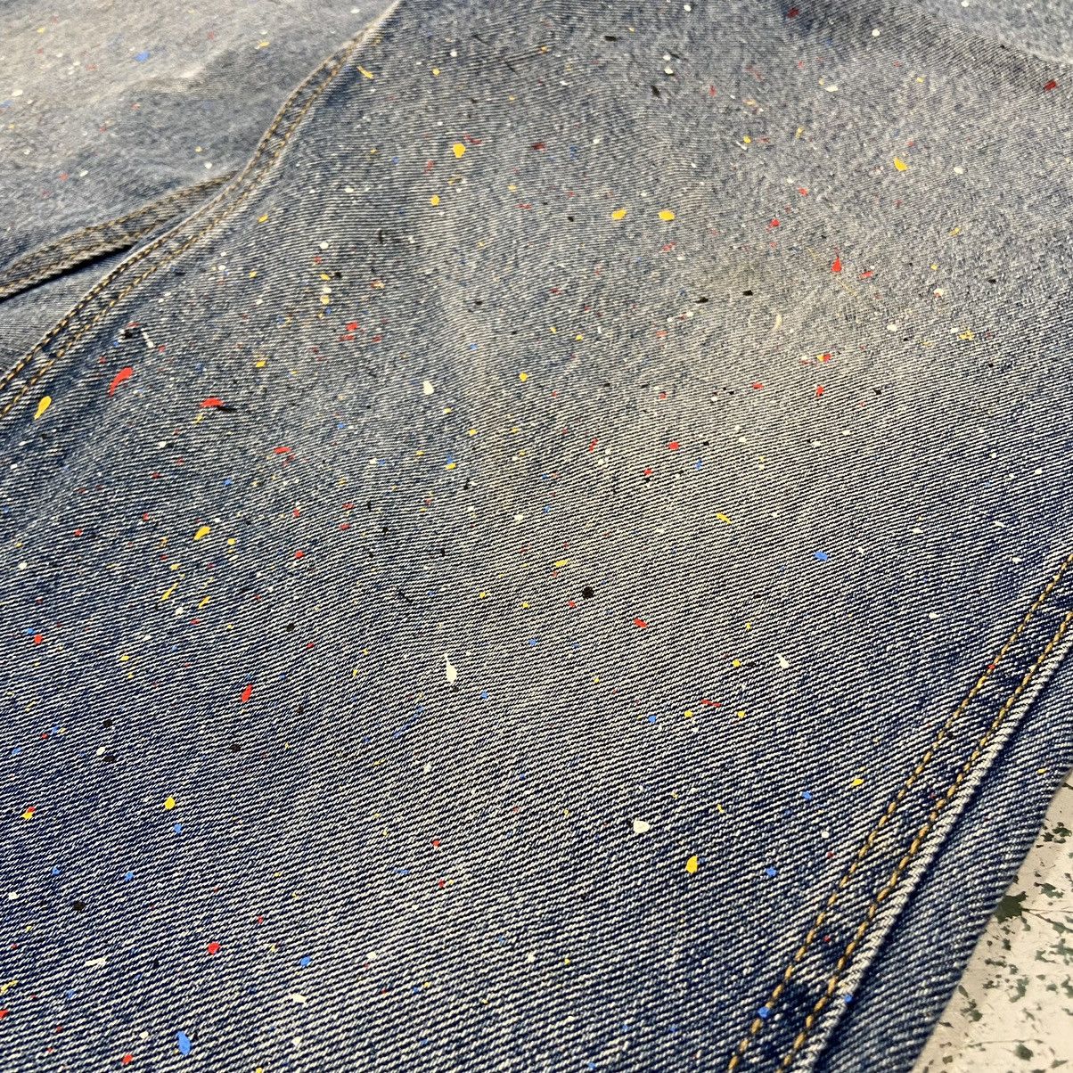 Vintage Vintage 1990s Paint Splatter Blue Denim Jeans Size US 34 / EU 50 - 4 Thumbnail
