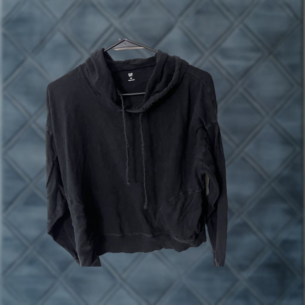Gap VINTAGE Gap Woman's Black Hoodie T-Shirt Sweatshirt Top Medium Solid Womens Hooded Long Sleeve Size M / US 6-8 / IT 42-44 - 1 Thumbnail