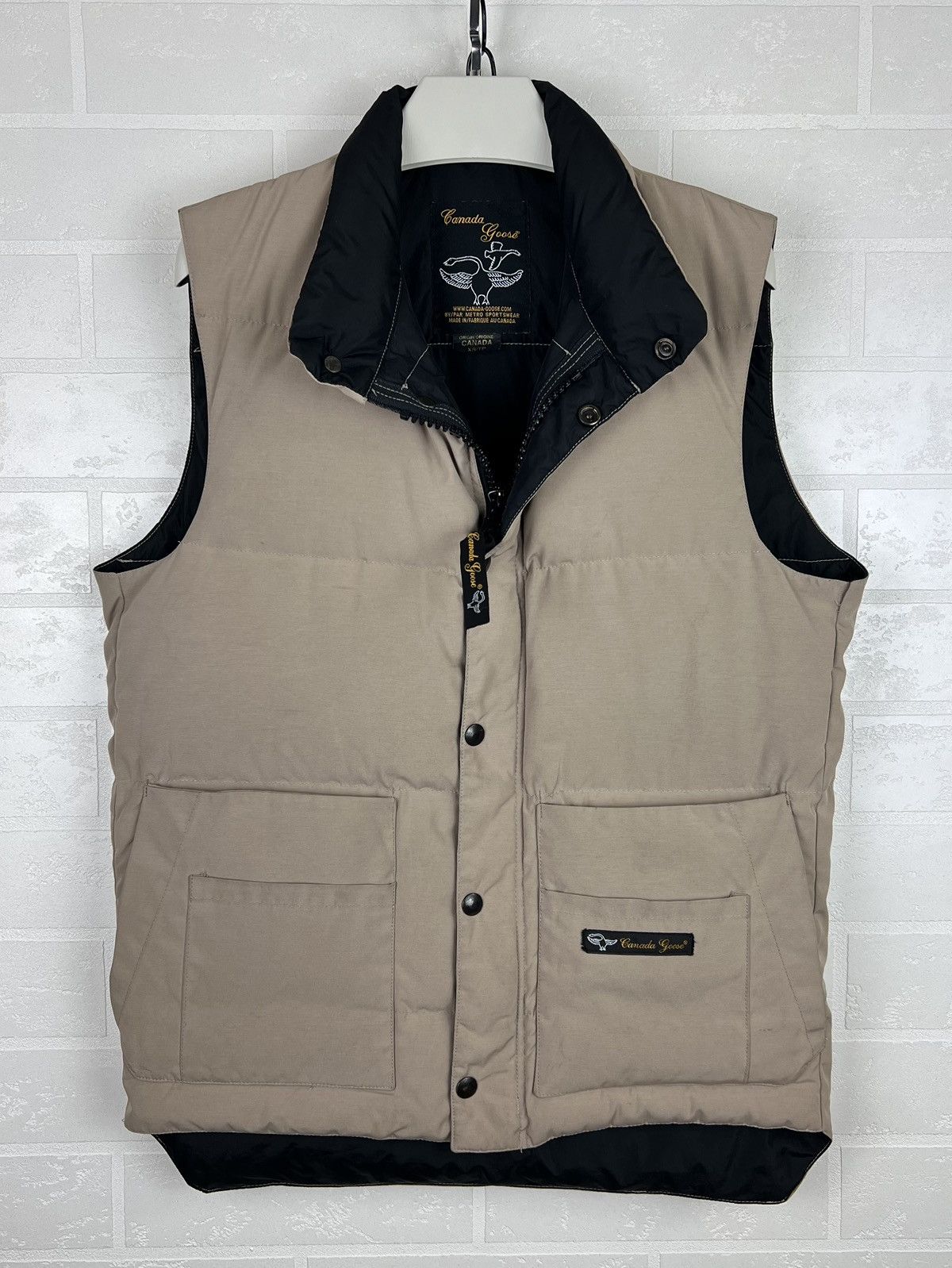 CANADA GOOSE Down Vest Logo Vintage Beige Men's