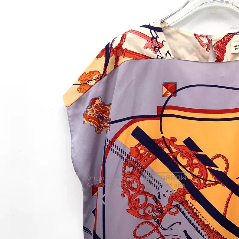 Hermes Hermes Color-blocked key print silk sleeveless T-shirt Size XS / US 0-2 / IT 36-38 - 3 Thumbnail