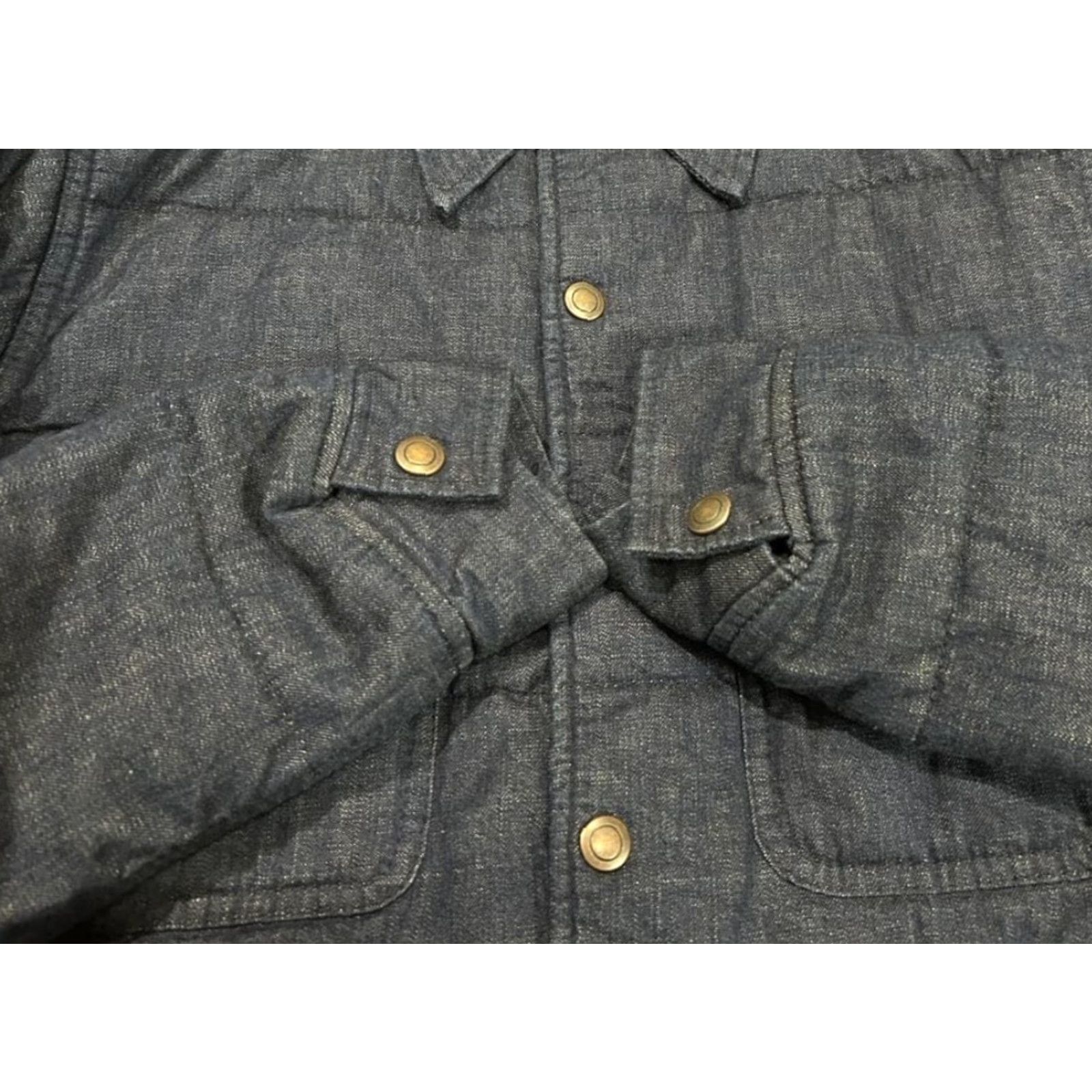 Vintage Momotaro Jeans Quilted Denim CPO Shirt Jacket Men’s Size 38 Navy Long Sleeve Button-Up Casual Denim Jacket Size US M / EU 48-50 / 2 - 5 Thumbnail