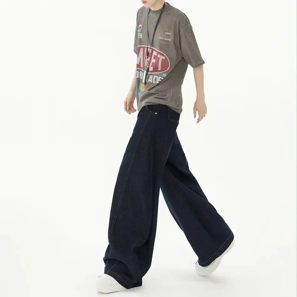 Japanese Brand Retro loose curved knife wide leg jeans Size US 32 / EU 48 - 2 Thumbnail