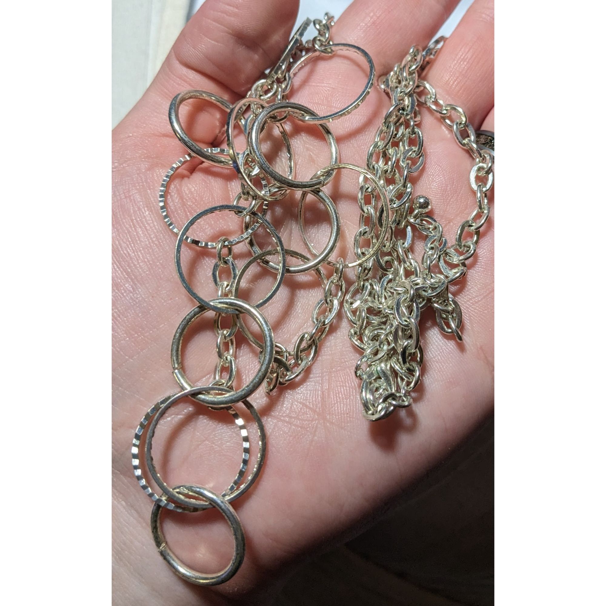 Other Multilayer Silver Ring Chain Link Necklace Size ONE SIZE - 7 Thumbnail