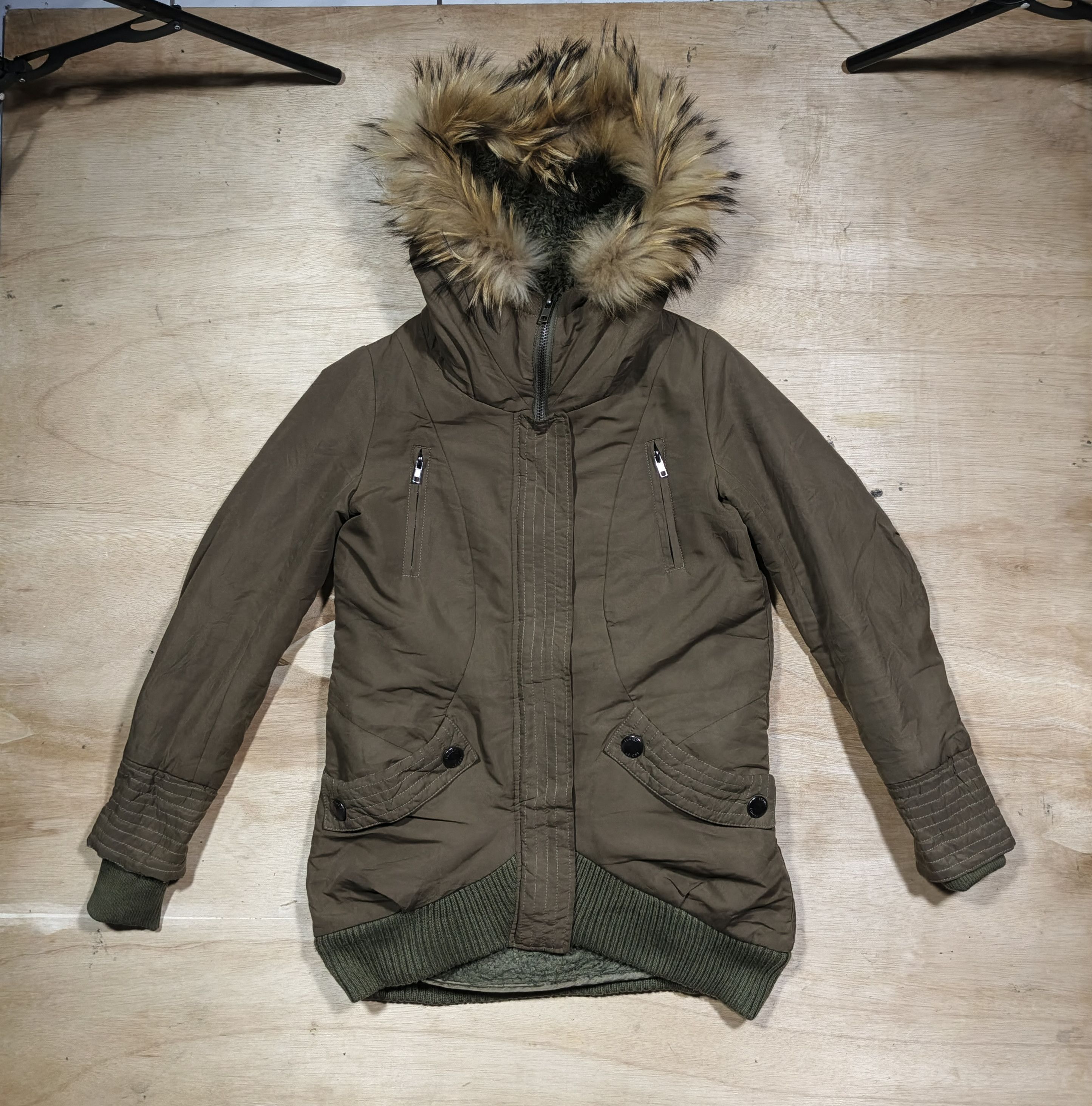Japanese Brand EGOIST olive Green Fur Trik Hooded Parka Jacket Size M / US 6-8 / IT 42-44 - 1 Thumbnail