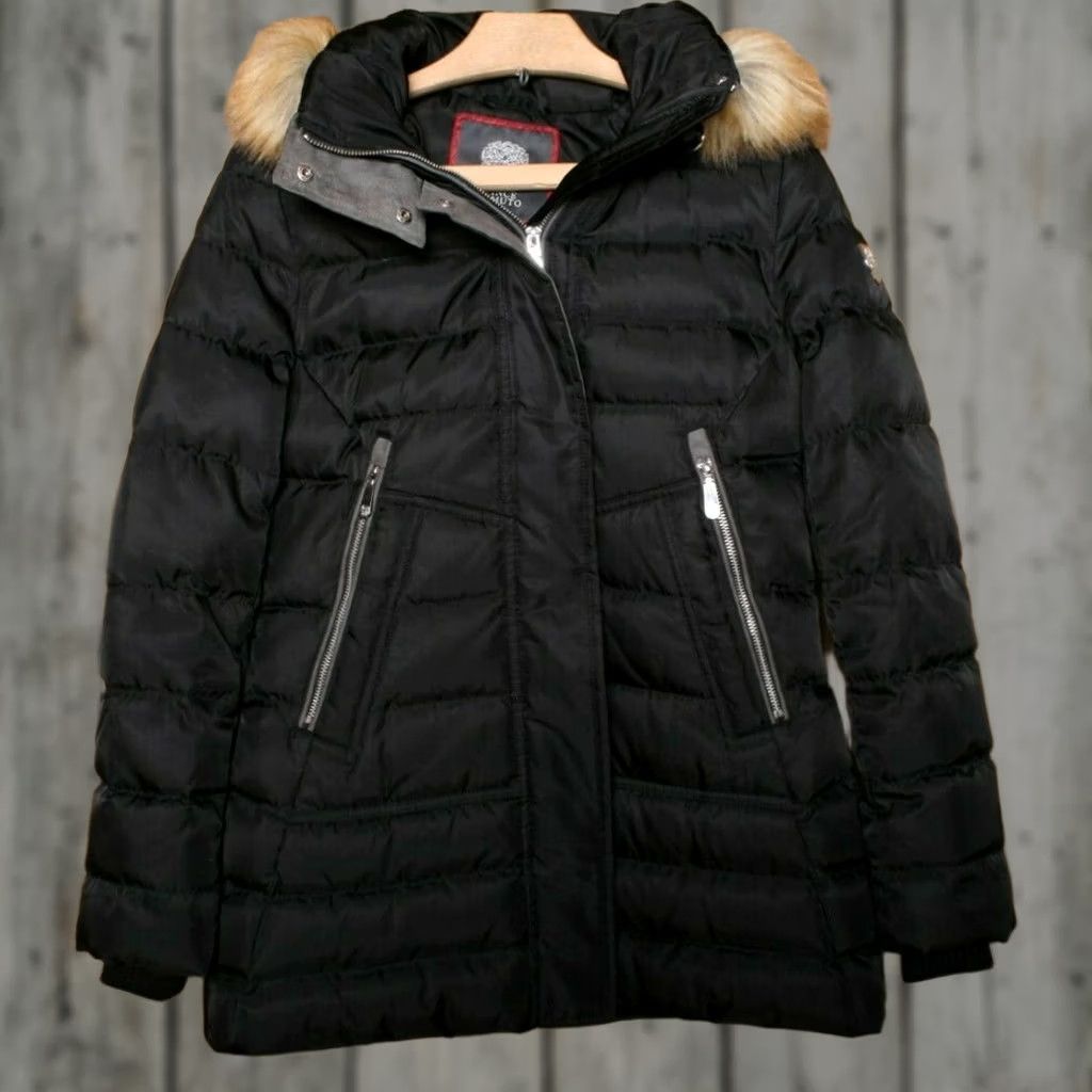 Vince Camuto Vince Camuto Parka Coat Women XS Black Down Insulated Hooded Fur Trim Winter Coat V Cin Size XS / US 0-2 / IT 36-38 - 1 Thumbnail