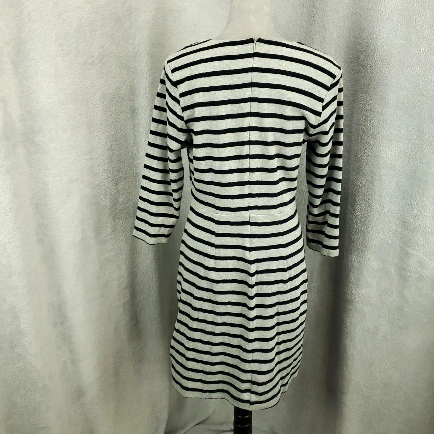 Old Navy OLD NAVY Women's Shift Dress Size Large Gray Striped Knee Length Long Sleeve Zip Classic Casual Travel Size L / US 10 / IT 46 - 3 Thumbnail