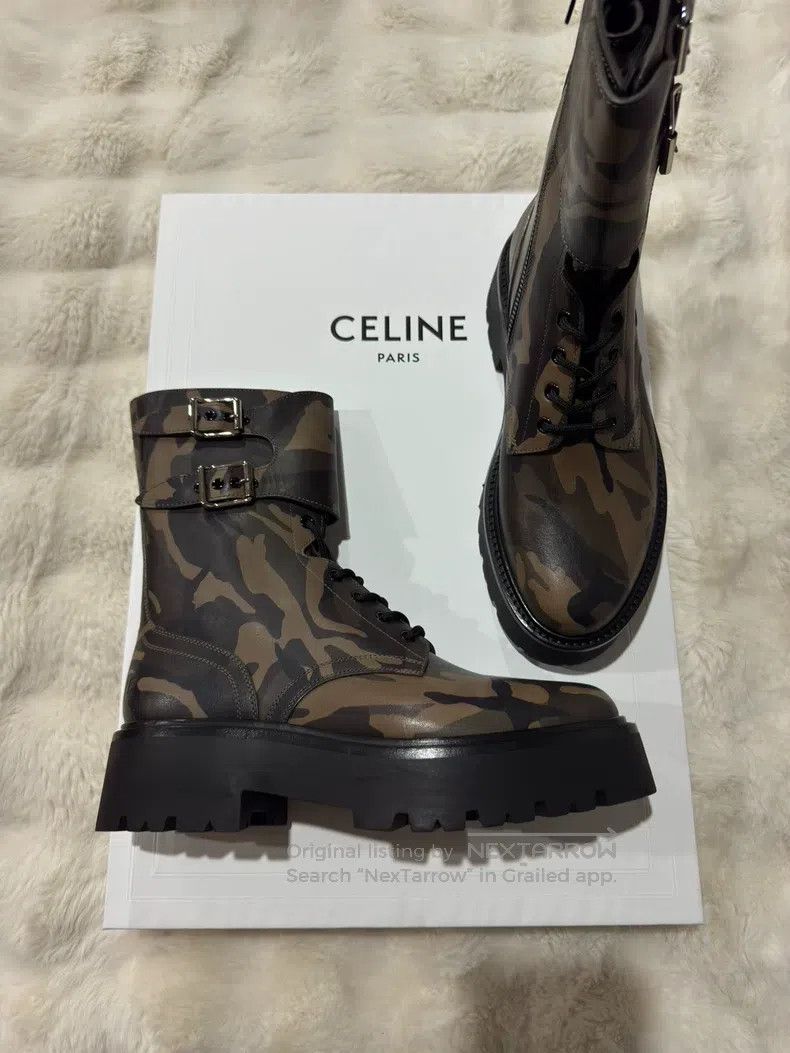 Celine CELINE Camouflage Double Buckle Combat Boots Size US 9 / EU 42 - 1 Thumbnail