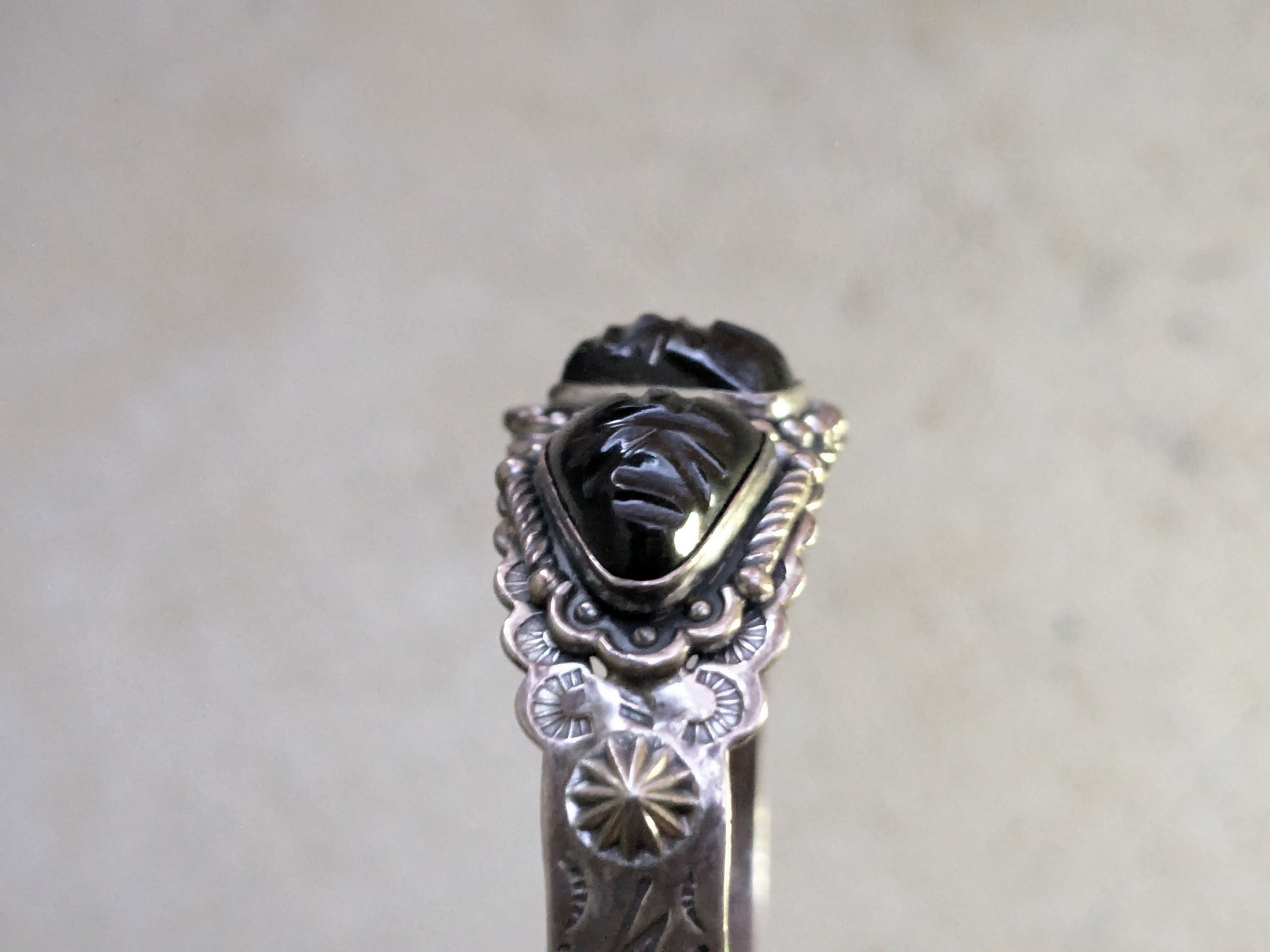 Jewelry Vintage Sterling Silver Bracelet Black Mask Mexico Cuff Size ONE SIZE - 10 Thumbnail