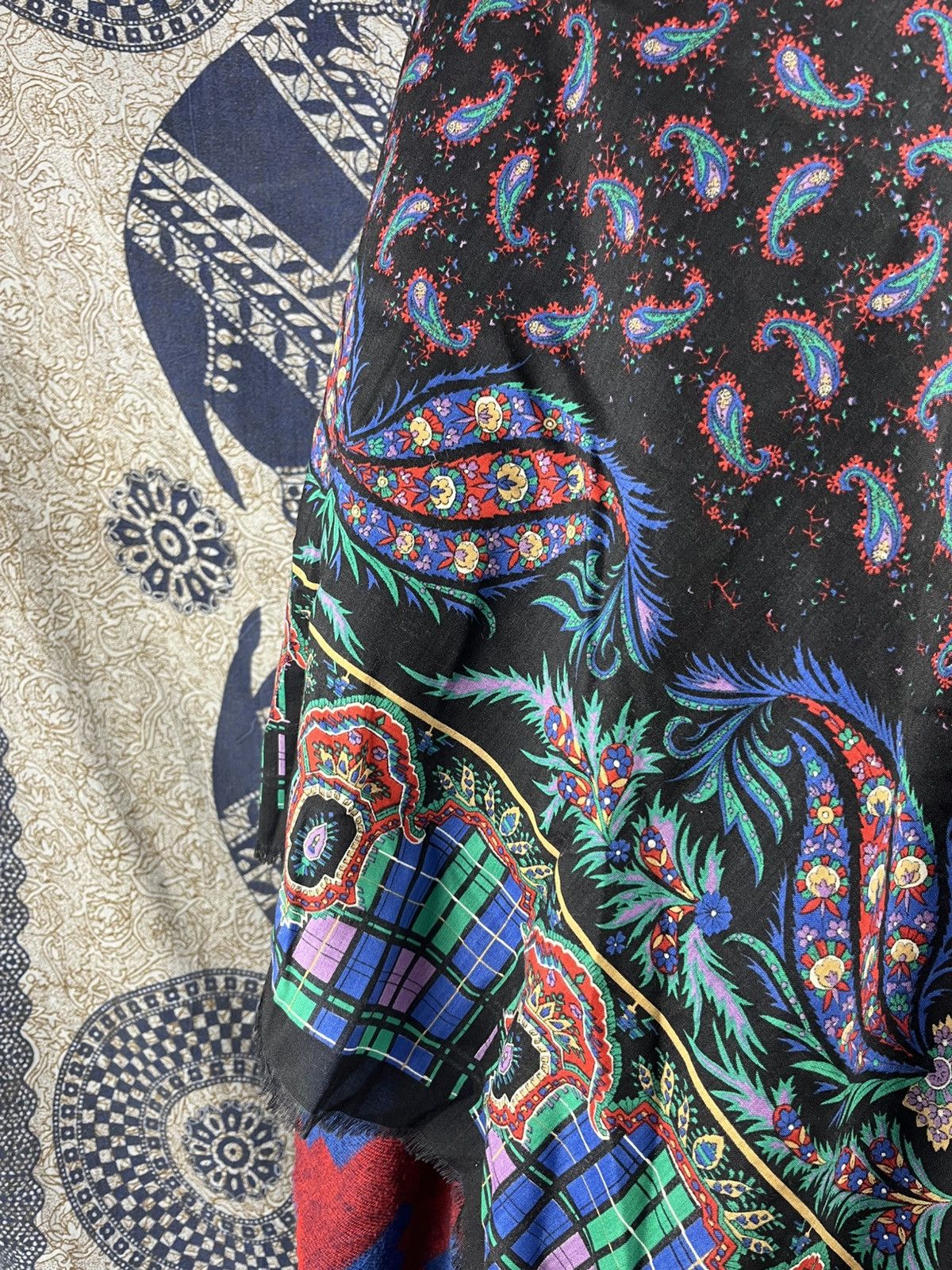 Vintage Vintage Vicki Lynn Bardon Wool Paisley Plaid Scarf Size ONE SIZE - 6 Thumbnail