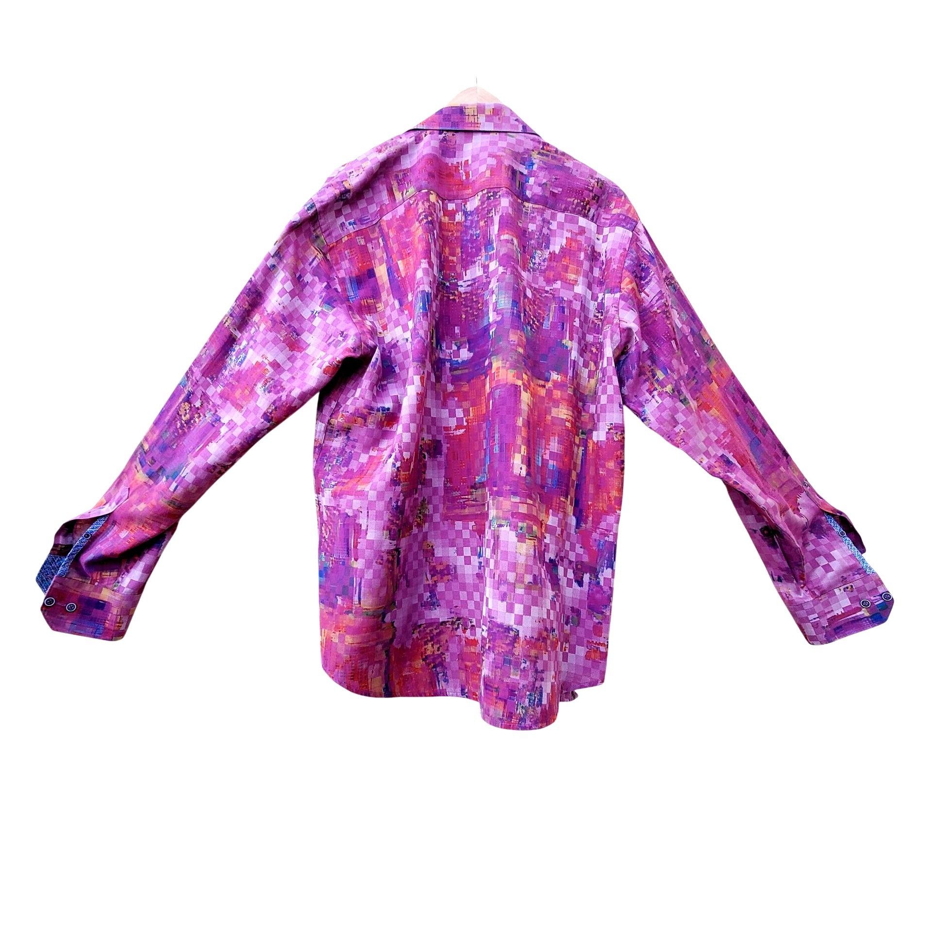 BUGATCHI Bugatchi Uomo Mens XL Designer Shirt Button Down Purple Geom Size US XL / EU 56 / 4 - 10 Thumbnail
