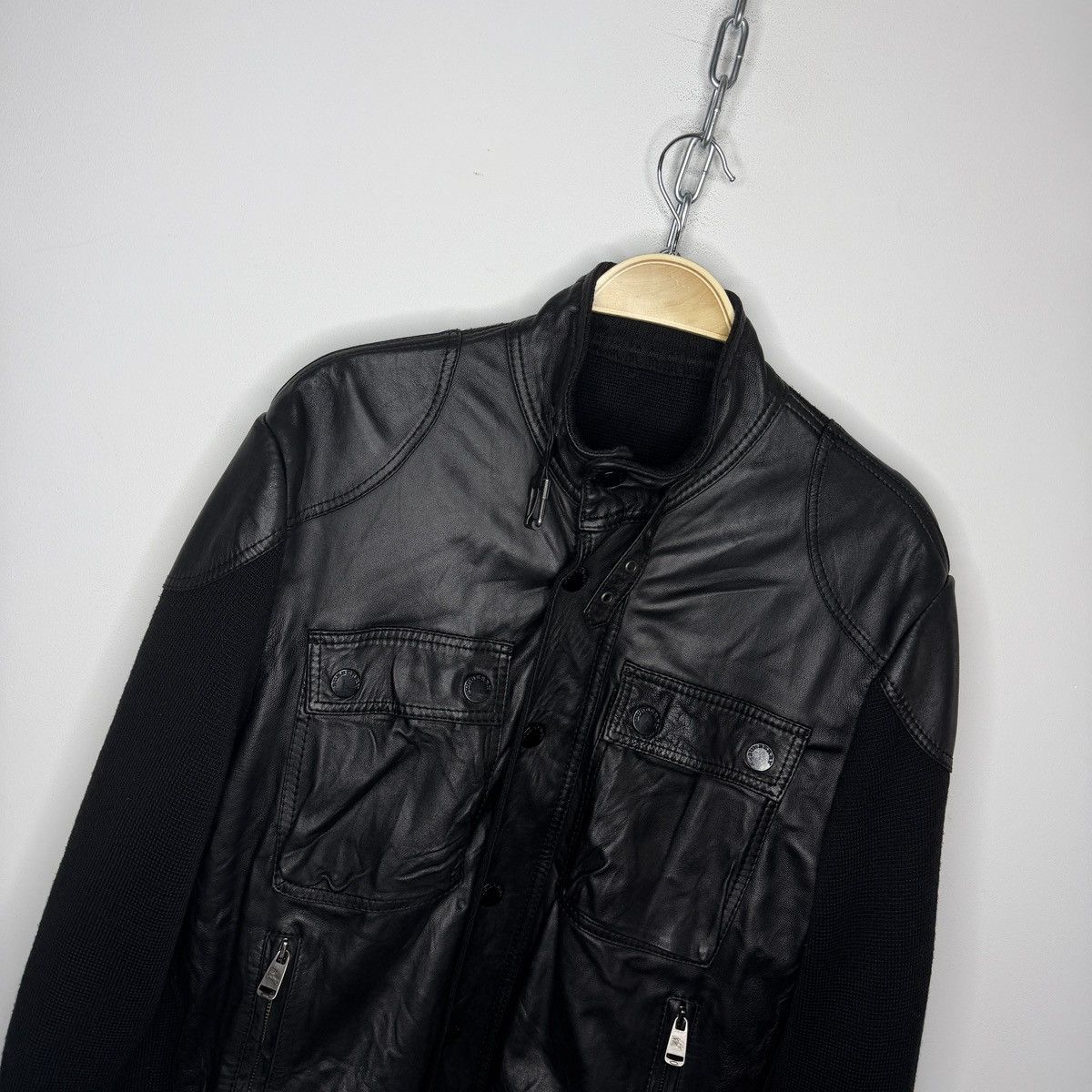 Burberry Burberry Leather Wool Jacket Bomber Flight Vintage Archive Size US L / EU 52-54 / 3 - 4 Thumbnail