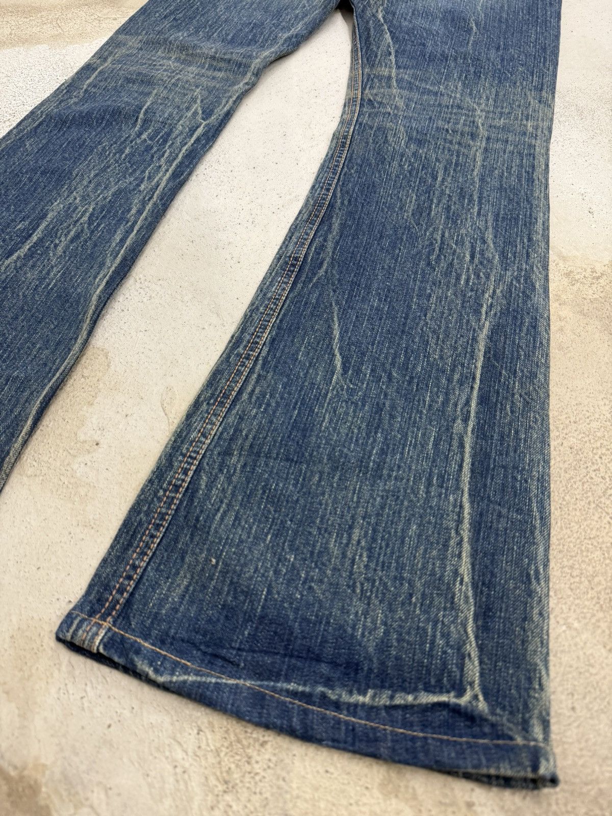 Edwin Vintage Miss 503 Rude Flare Mudwash Unisex Denim Japan Size 29" - 14 Thumbnail