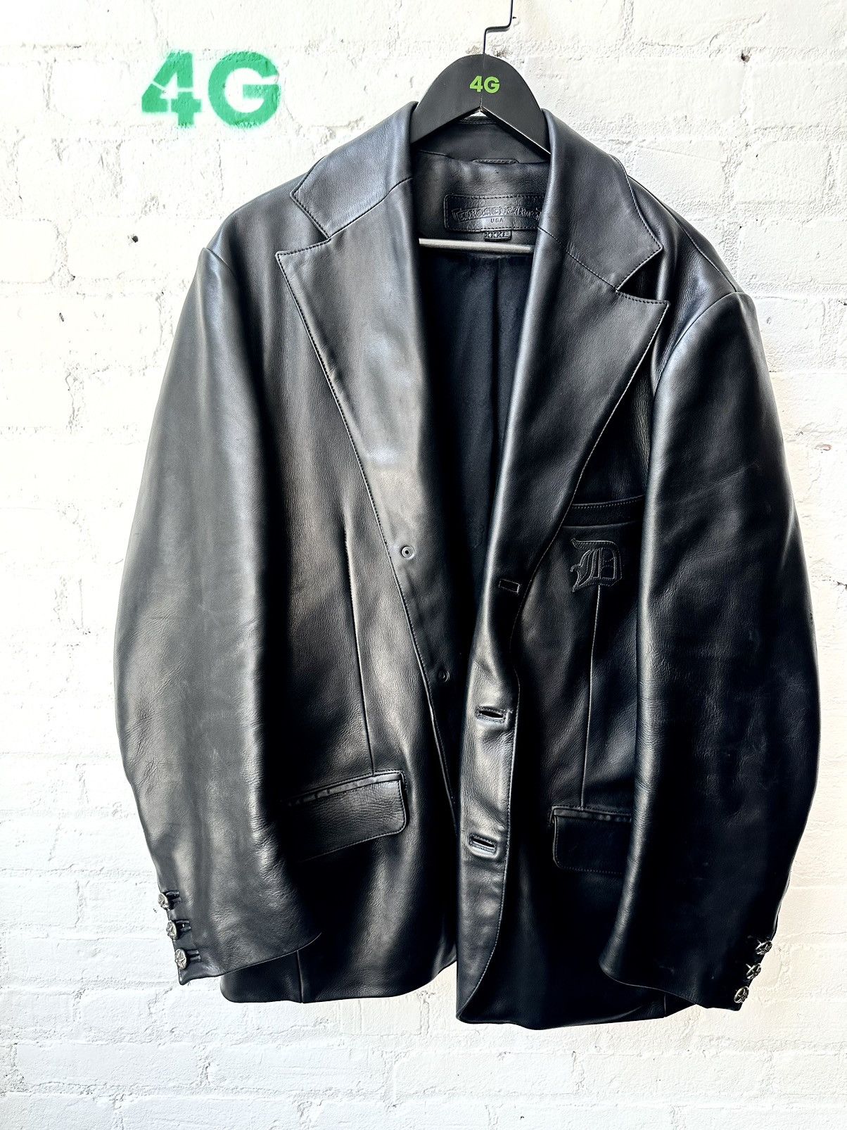 Chrome Hearts 3XL XXXL CHROME HEARTS 1 of 1 LEATHER PATCH JACKET BLAZER ! Size US XXL / EU 58 / 5 - 1 Thumbnail
