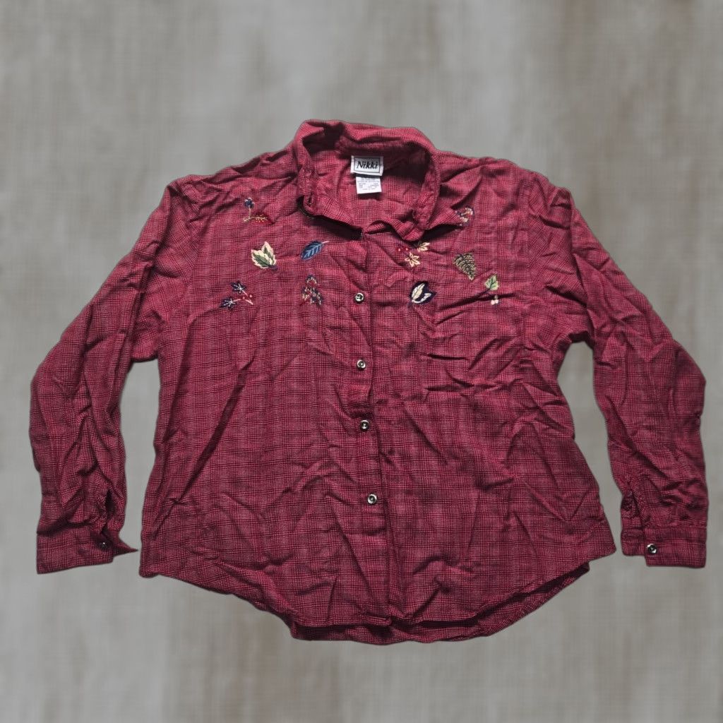 Vintage Nikki Shirt Adult Women Button-Up Western Plaid Long Sleeve 20W Red Cotton Blend Casual Workwear Western Womens Size 3XL / US 20-22 - 1 Thumbnail