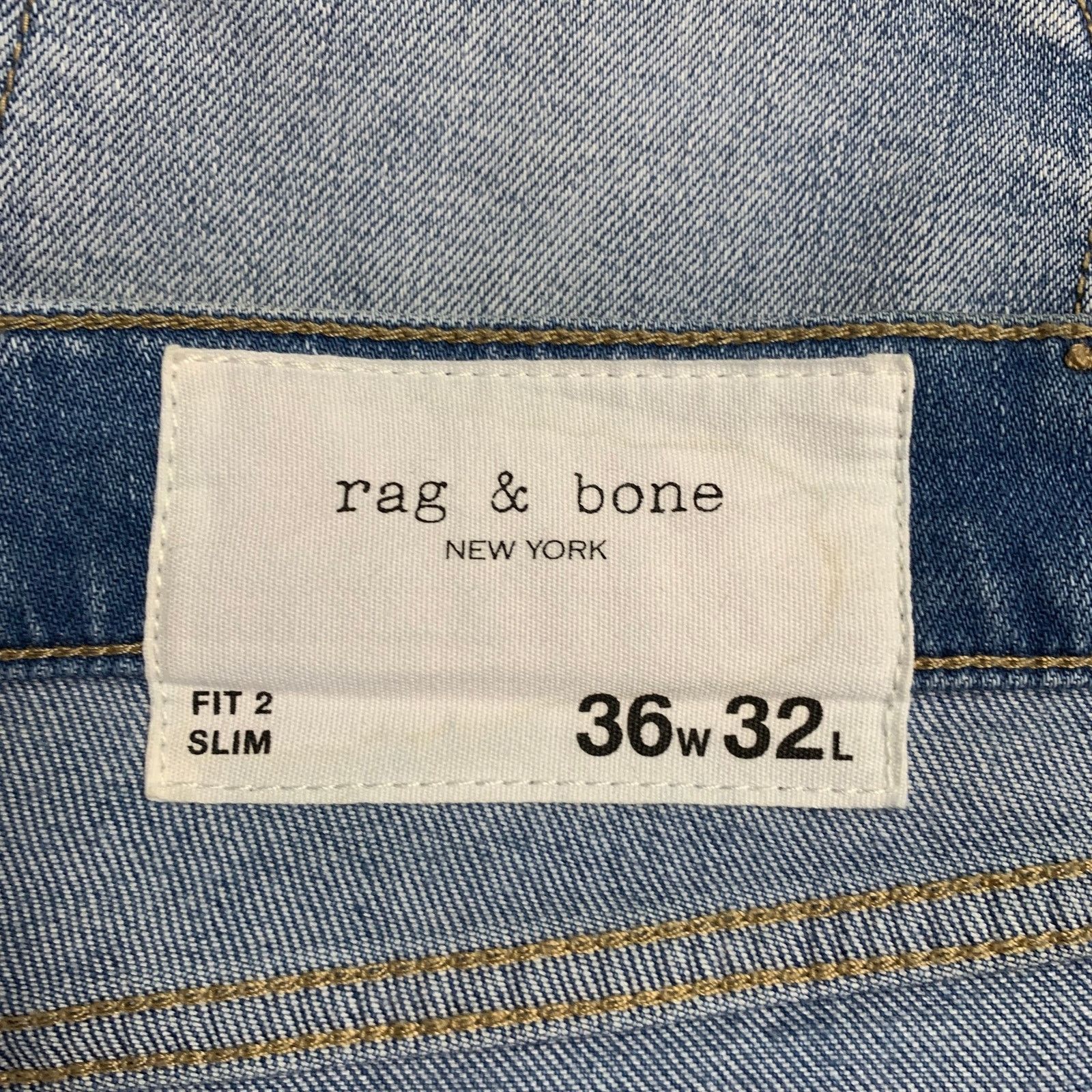 Rag & Bone 36 Blue Cotton Blend Straight Slim Five Pockets Jeans Size US 36 / EU 52 - 3 Thumbnail