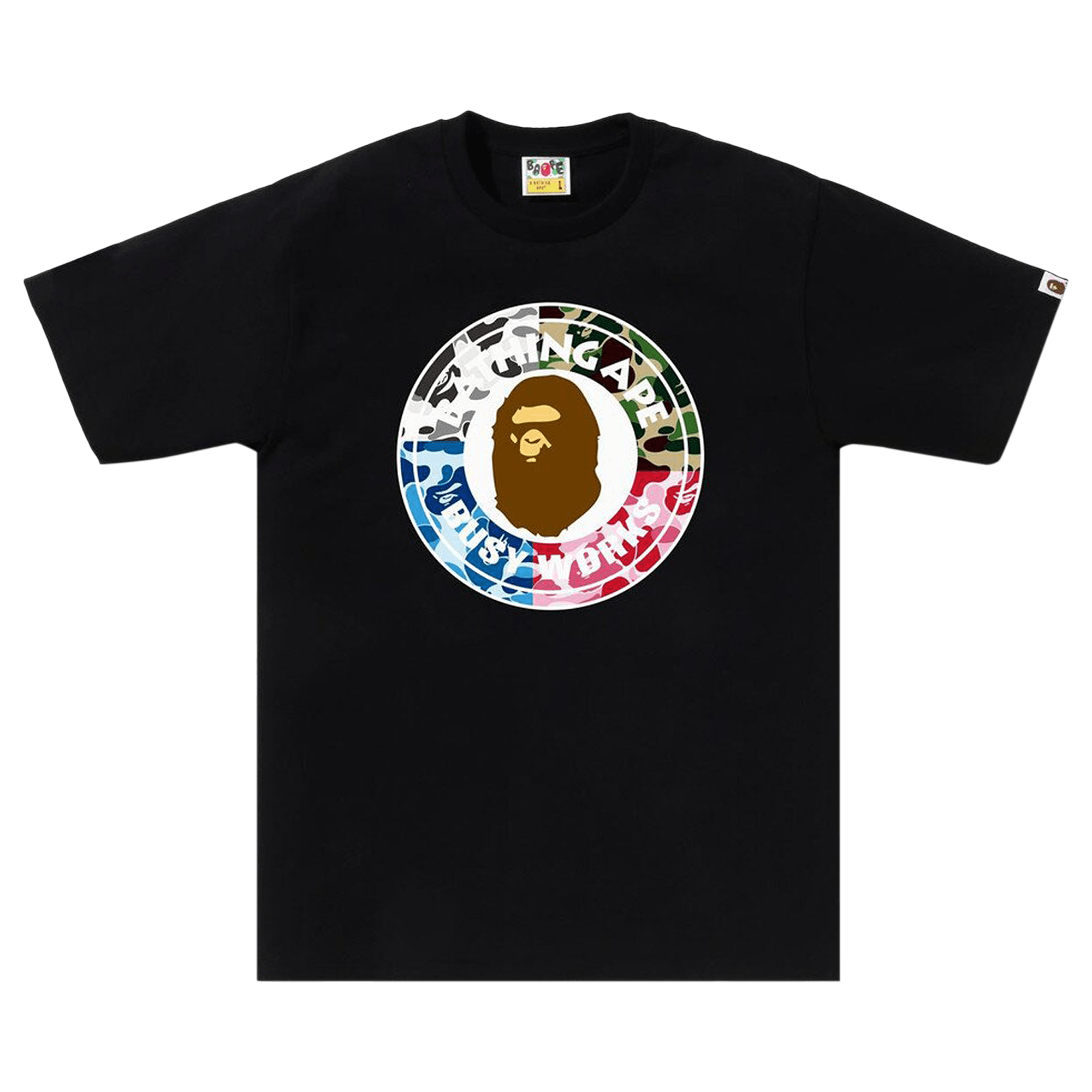 image of Bape Abc Camo Crazy Busy Works Tee Black, Men's (Size XL)