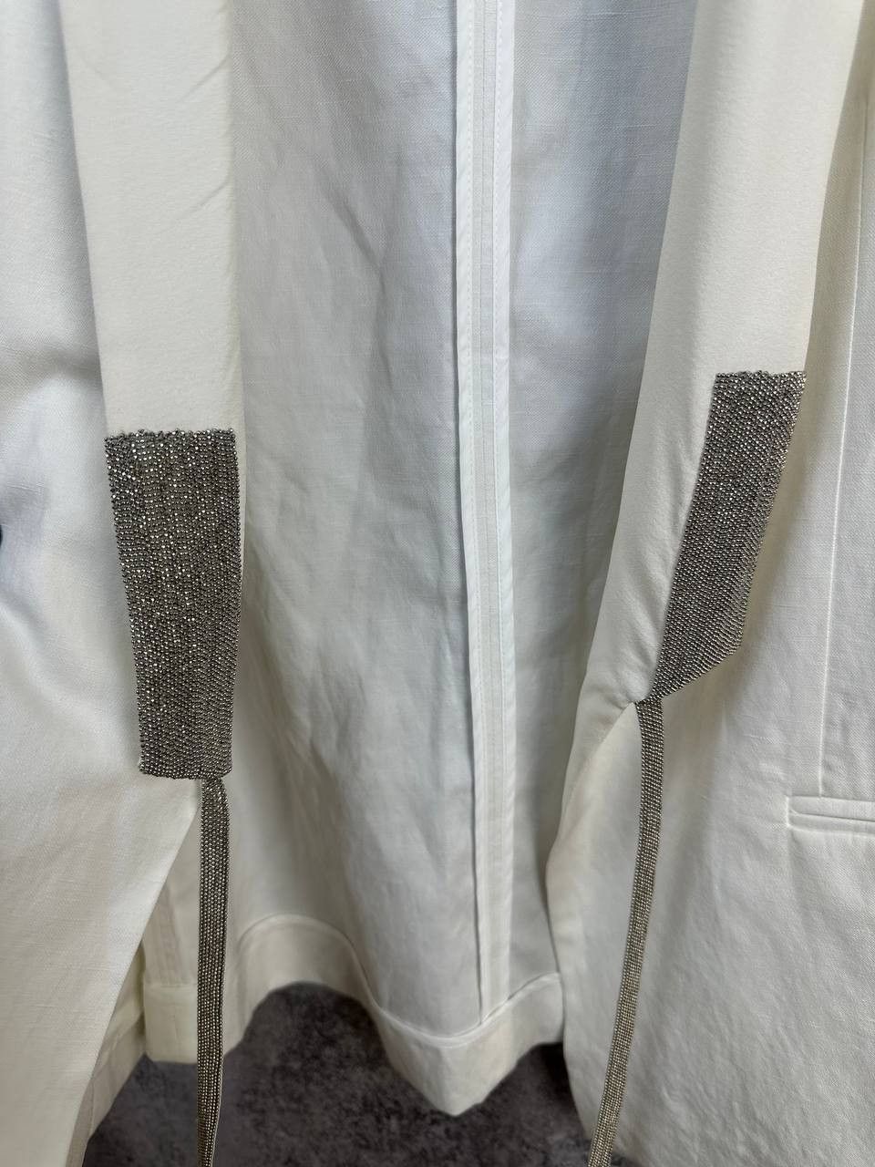 Fabiana Filippi Fabiana Filippi Open Front Embellished Trim Blazer Linen Size M / US 6-8 / IT 42-44 - 14 Thumbnail
