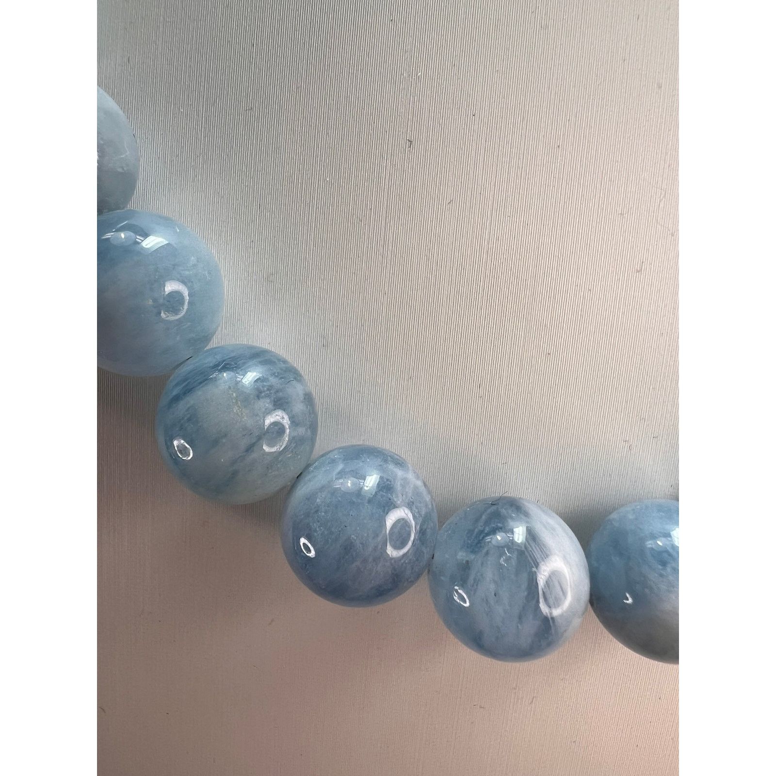 Other 11mm Aquamarine beaded necklace with sterling silver clasp Size ONE SIZE - 3 Thumbnail
