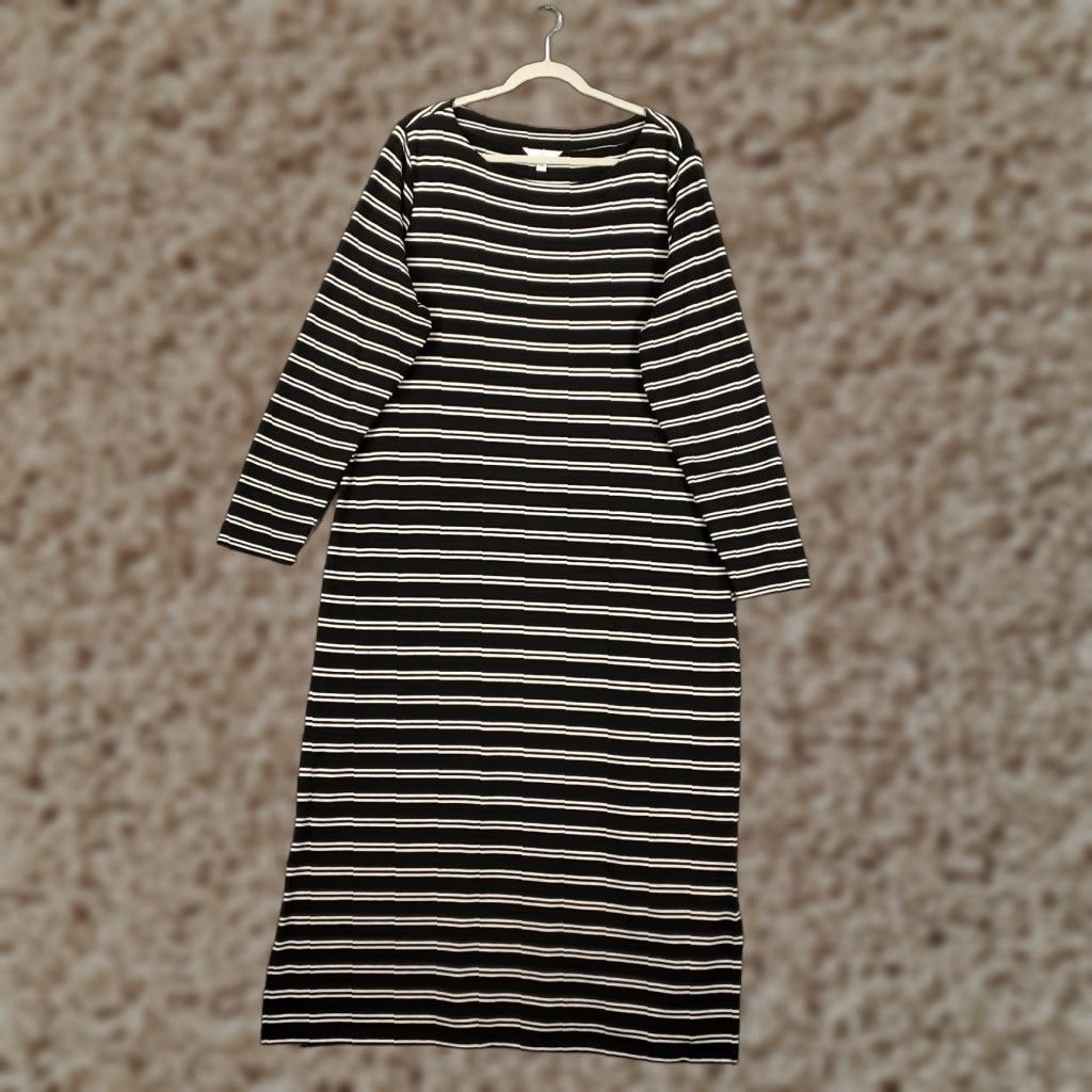 Vintage Time & Tru Maxi Dress Womens Plus 20 Long Blue Striped Round Neck Pullover Long Sleeve Casual Travel Size 3XL / US 20-22 - 1 Thumbnail