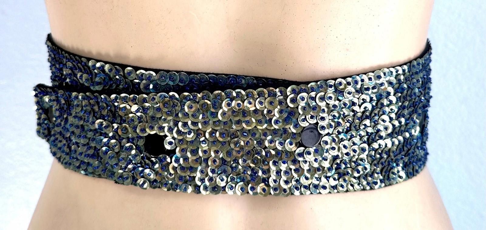 Fashion Victim Sequin Cummerbund Fashion Belt Olive Green Size ONE SIZE - 2 Thumbnail