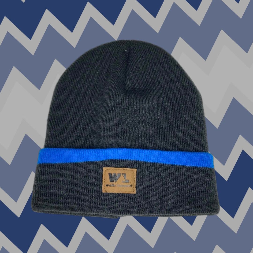 Vintage Wells Lamount Beanie Mens One Size Knit Hat Dark Gray Blue Knit Beanie Solid Wool Not Wool? Size ONE SIZE - 1 Thumbnail