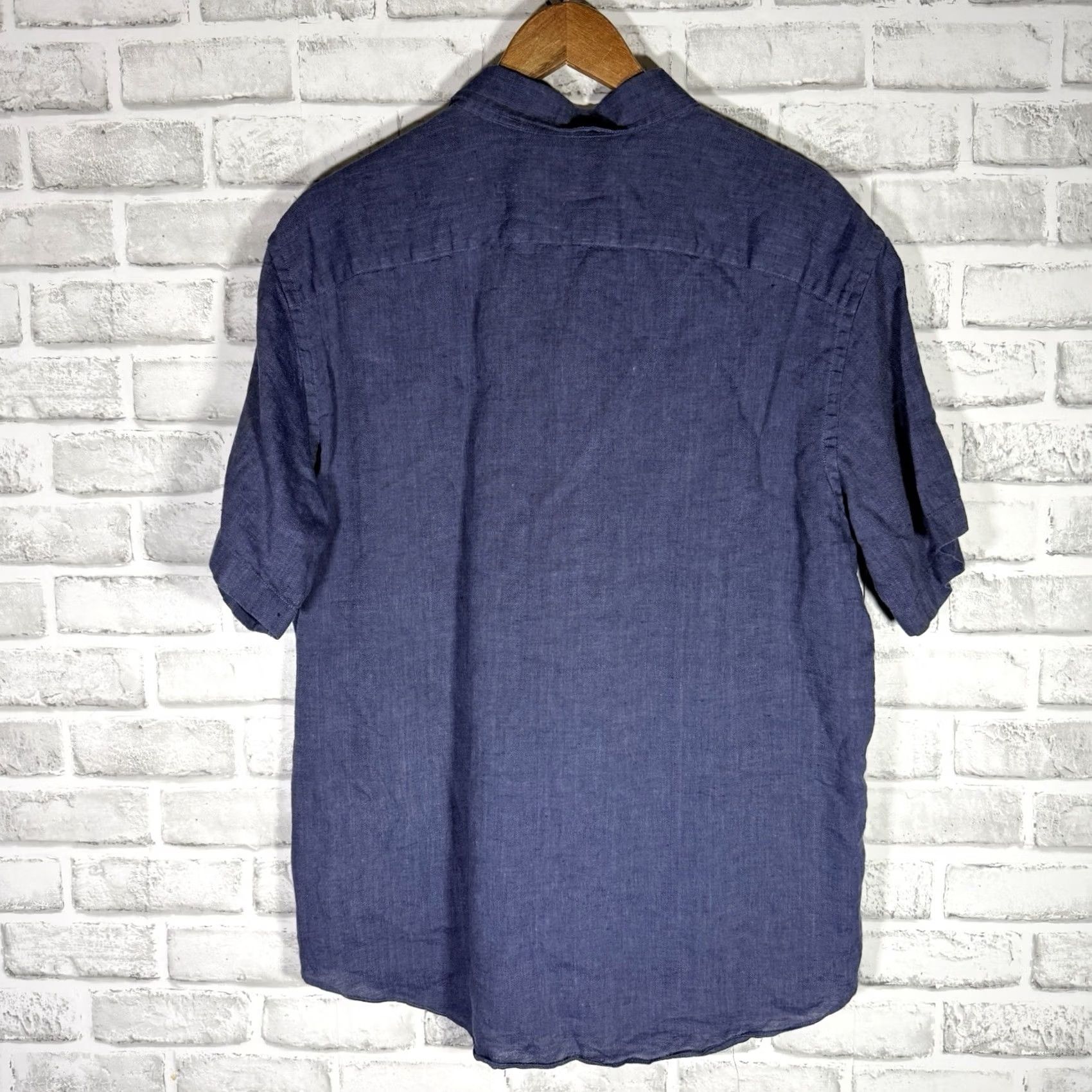 UNTUCKit UNTUCKit Shirt Mens Size L Blue 100% Linen Short Sleeve Button-Down Shirt Size US L / EU 52-54 / 3 - 5 Thumbnail