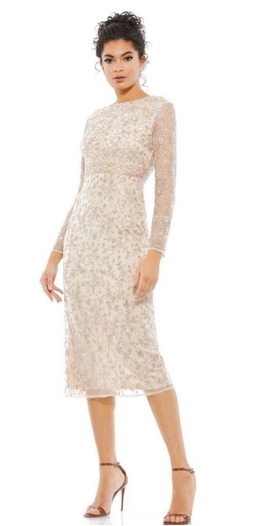 Mac Duggal Women's Mac Duggal Beige Beaded Dress Size 6 Size M / US 6-8 / IT 42-44 - 1 Thumbnail