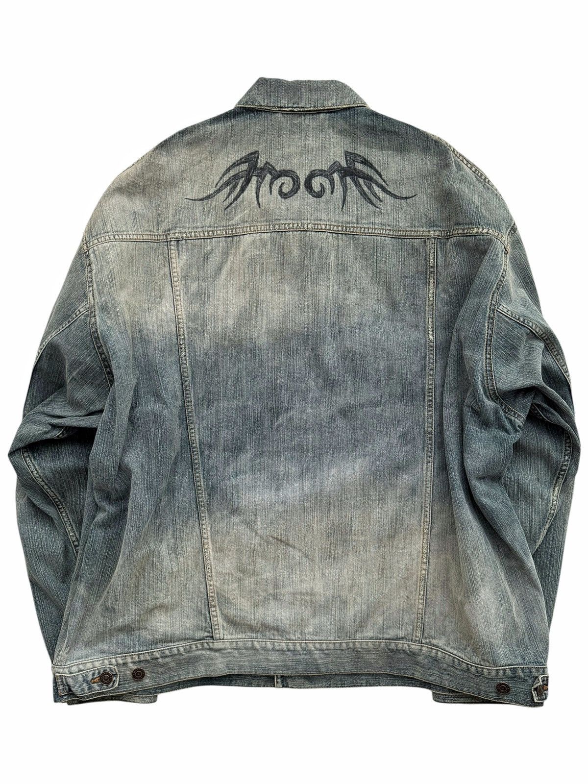Balenciaga 2024 Y2K Tattoo Tribal Oversized Denim Jacket Size US XL / EU 56 / 4 - 2 Thumbnail